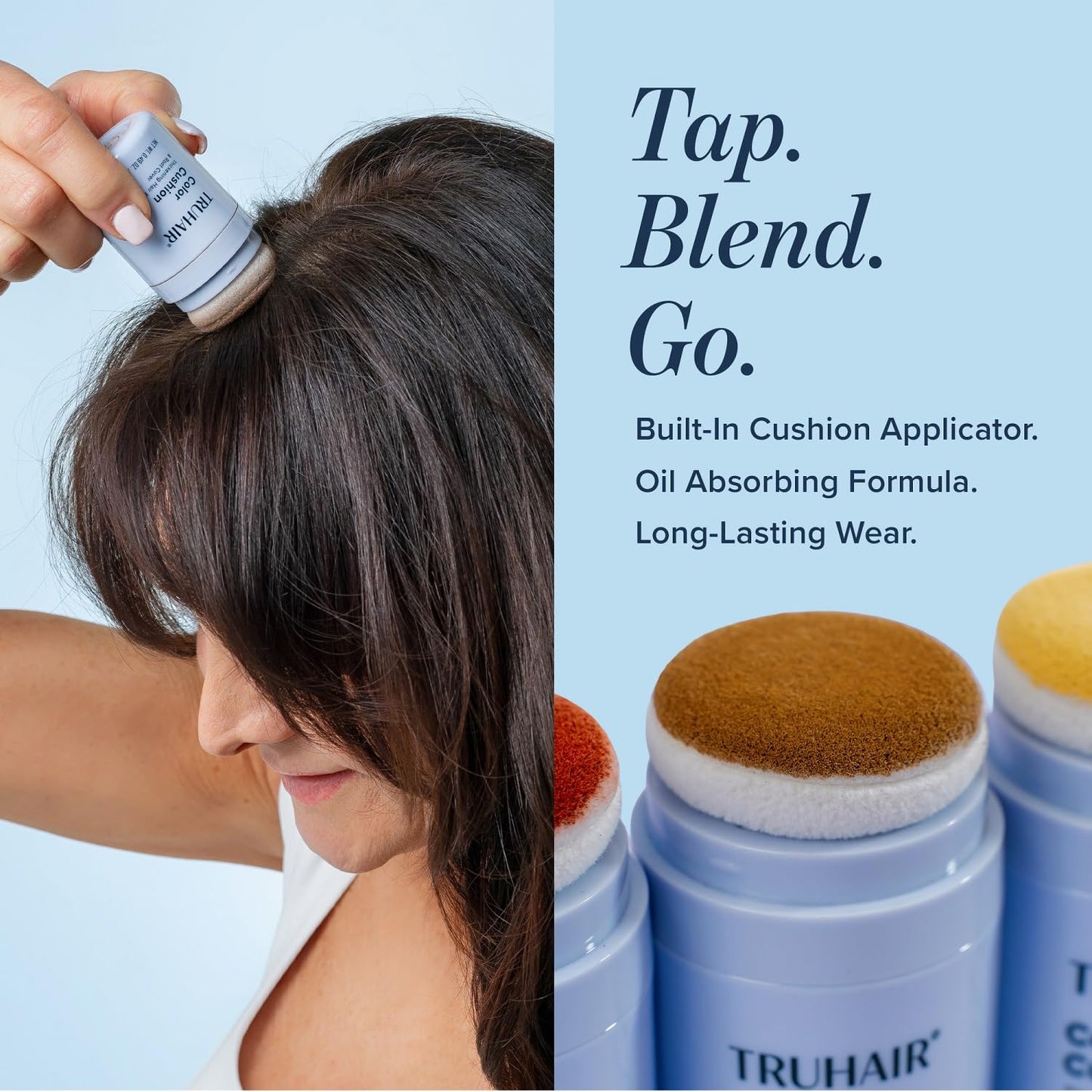 TRUHAIR Color Cushion Thickening Hair Filler & Root Cover Up Powder - Oil Absorbing Hair Fibers for Thinning Hair - Instant Volume, Gray Coverage Beauty & Personal Care Truhair
