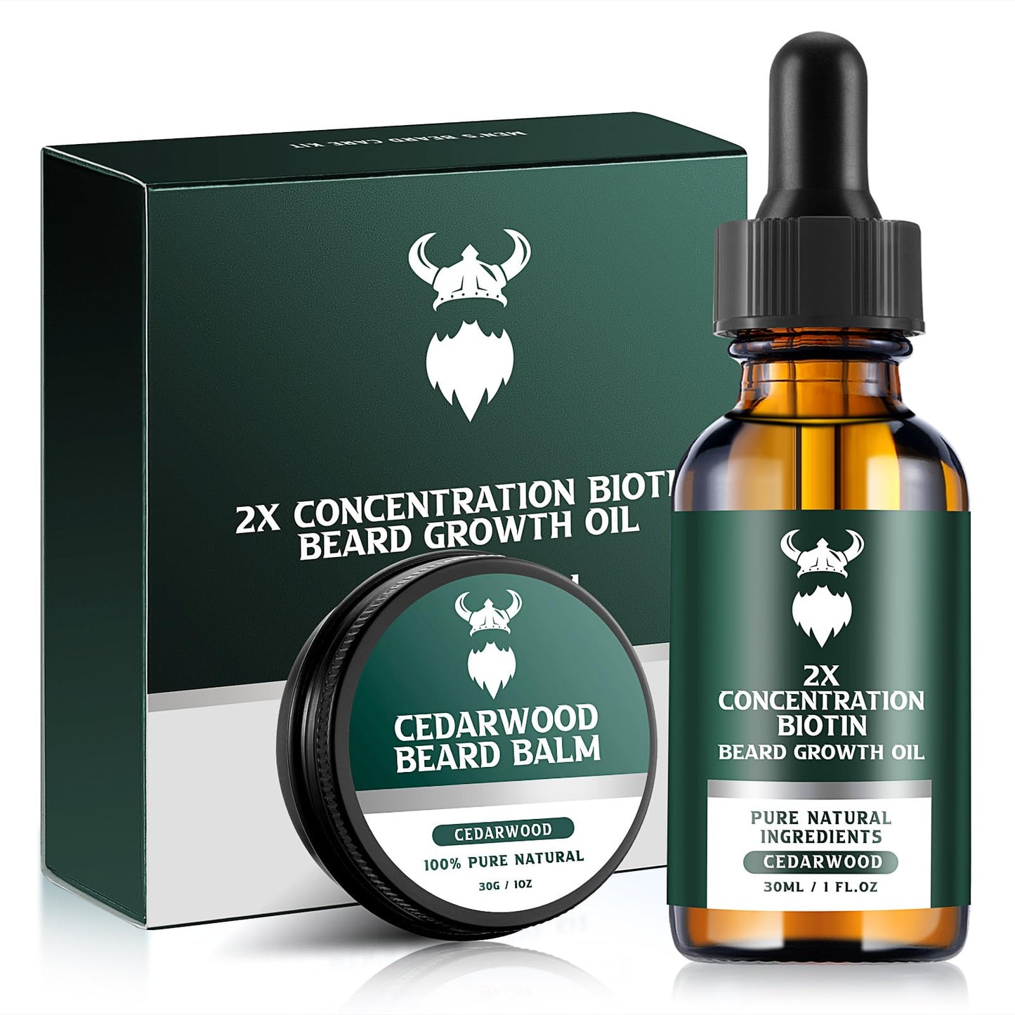 Beard Growth Kit - 2X Concentration Biotin for Men, Natural Argan, Jojoba Oils and Vitamins (Cedarwood) Beauty and Personal Care MistySprite