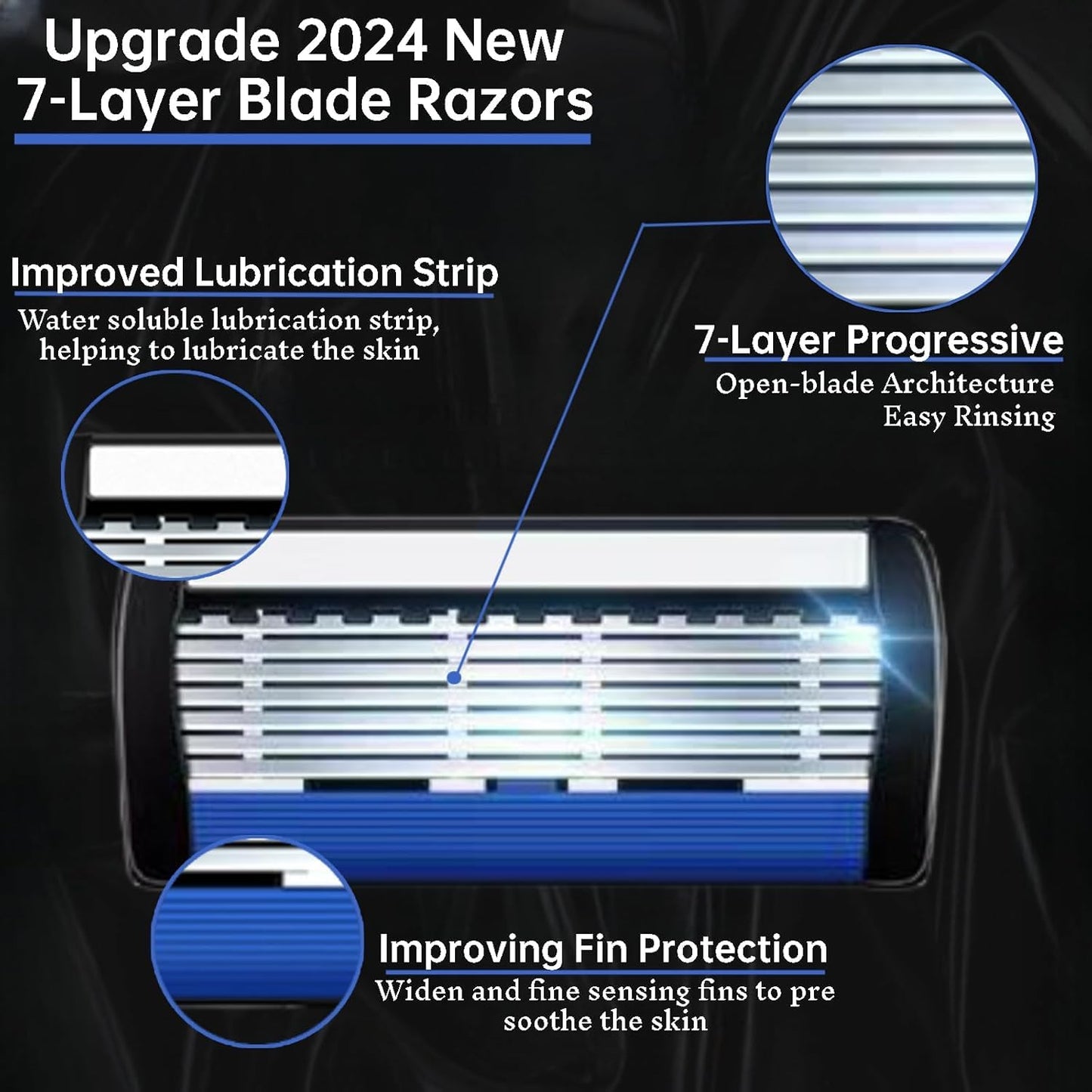 Upgrade 7-Blade Razor for Men, Handle & 3 Refills, Dual Lubrication & Precision Trimmer, Comfortable Shave -1 Razor + 12 Blades Beauty and Personal Care GAHQB