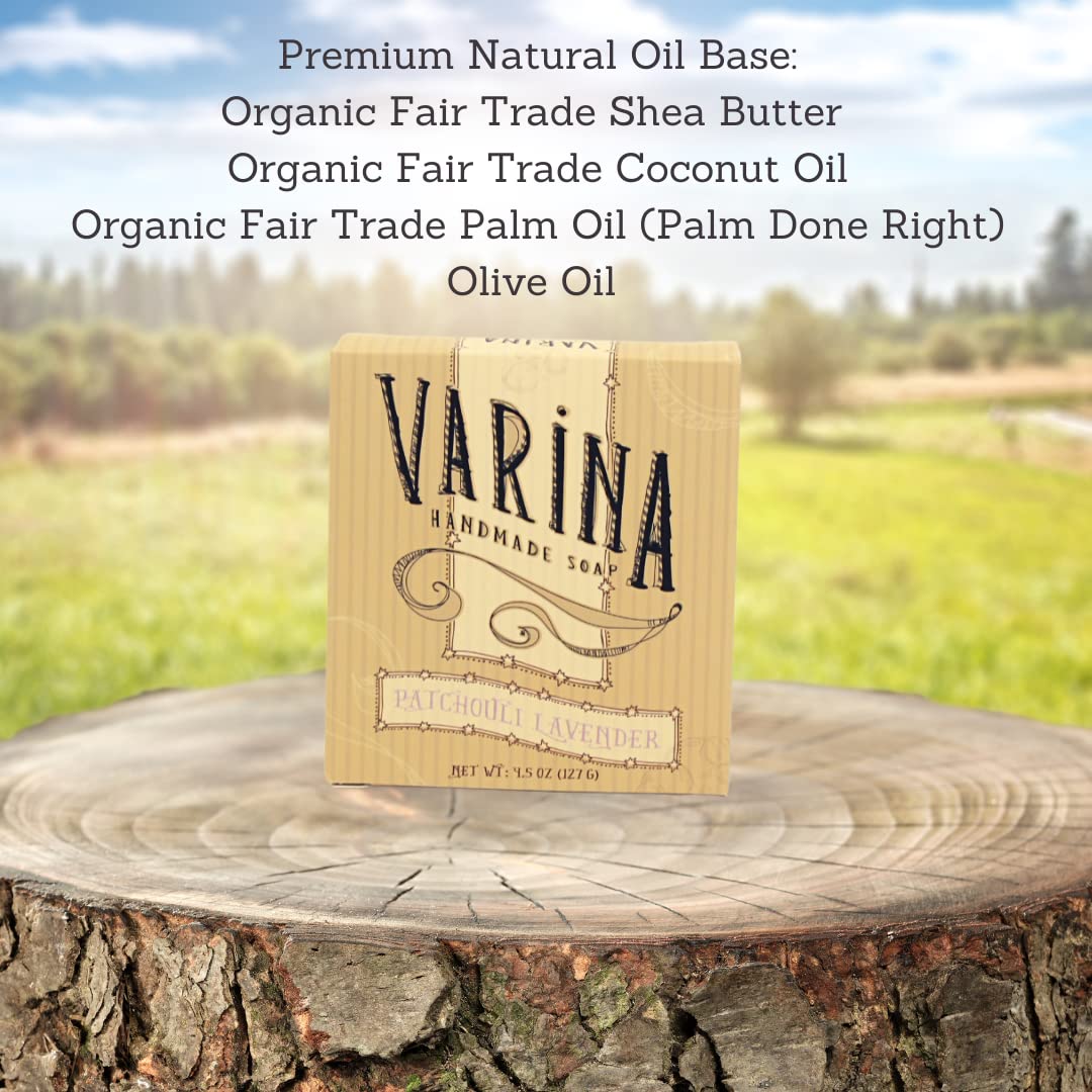 Varina Patchouli Lavender Soap - Gentle Cleansing for Sensitive Skin, Earthy Scents - 3 Pack - Goat Milk Soap Beauty & Personal Care Varina