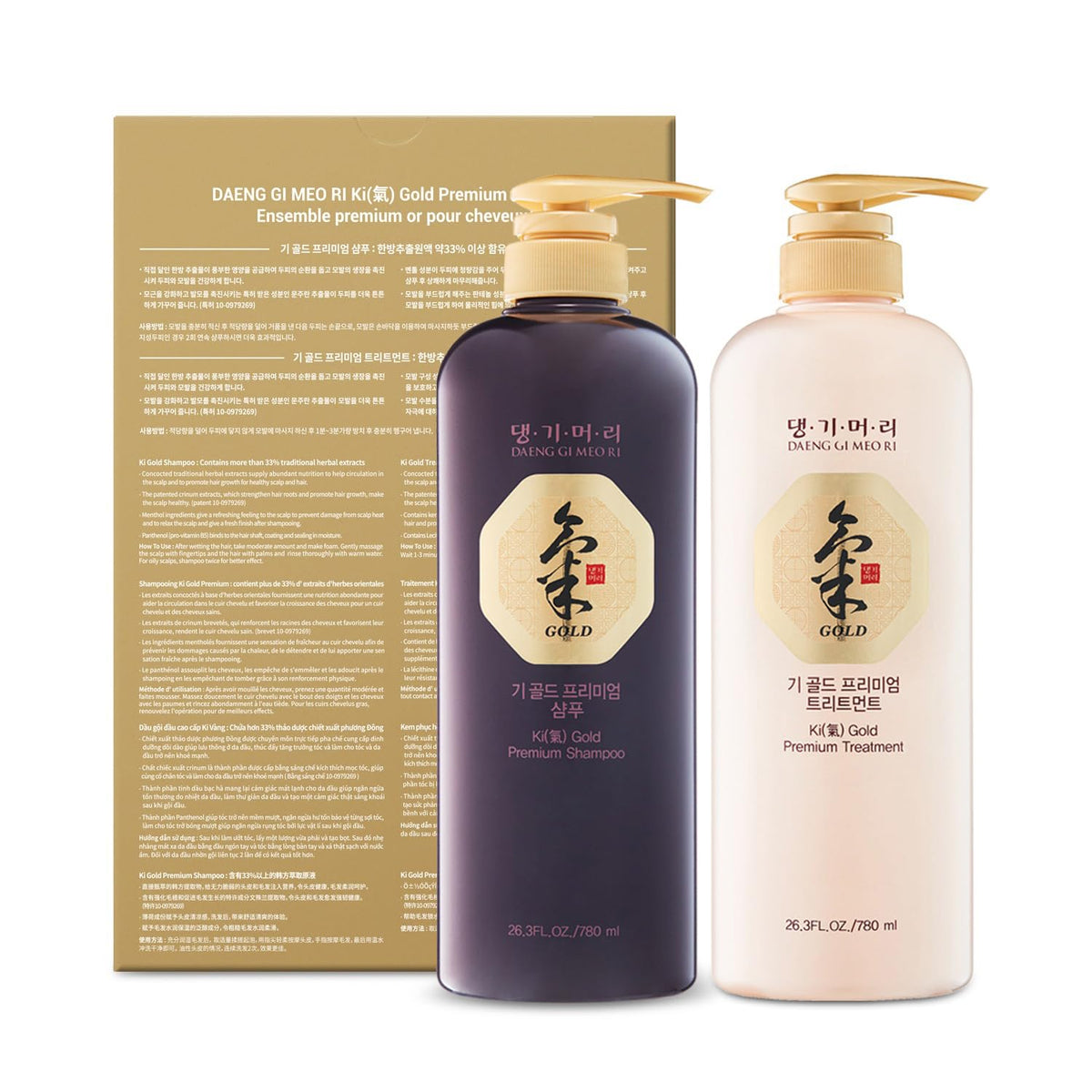 Daeng Gi Meo Ri Ki Gold Premium Shampoo+Treatment Set, 780ml each