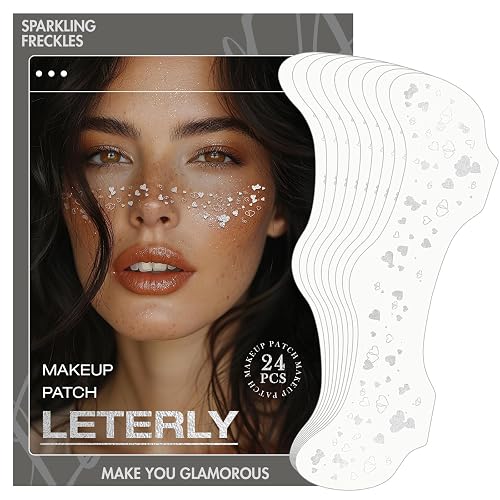 Leterly 24 Pcs Glitter Freckles Face Tattoo,Silver Face Glitter Makeup Patches Cute Sparkle Freckles Patches Waterproof Makeup Speckles for Face Beauty & Personal Care Leterly