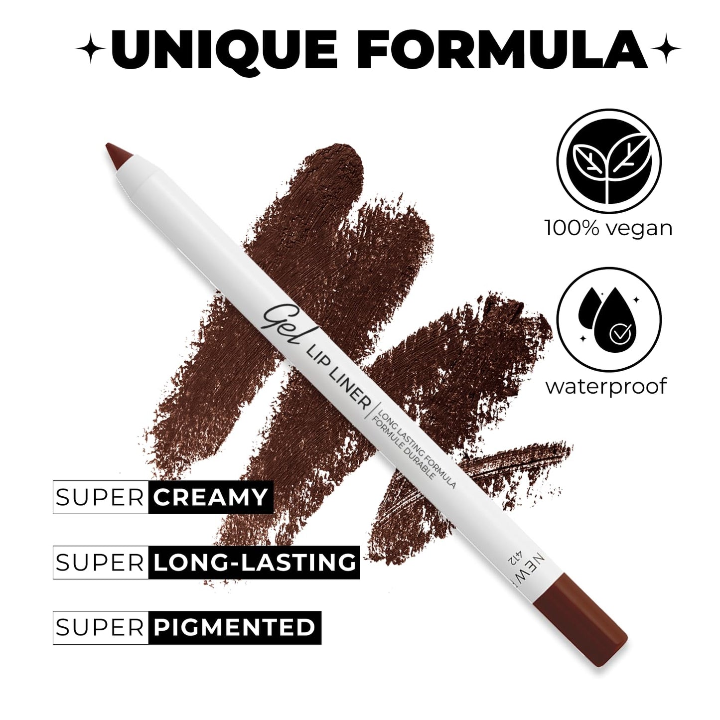 Lamel Gel Lip Liner Pencil - Intense Brown - 2-in-1 Waterproof Lip Liner - 8-Hour Wear, Creamy Texture, Sharpenable, High Pigment - Provides Smooth Beauty & Personal Care Lamel