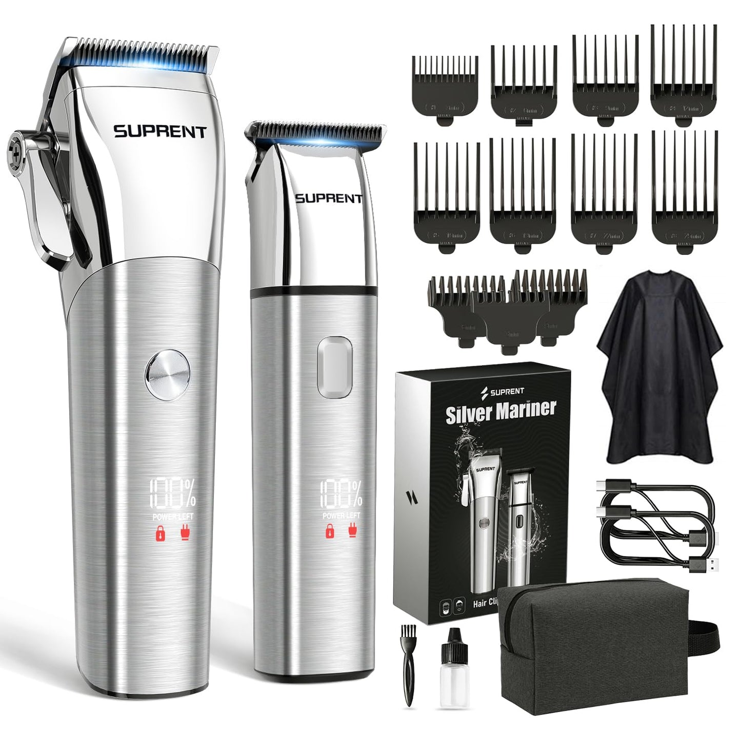 SUPRENT Low Noise Hair Clippers for Men Easy-Clean Waterproof Clippers, Cordless Clippers & Trimmers Set for Family Grooming Beauty and Personal Care SUPRENT