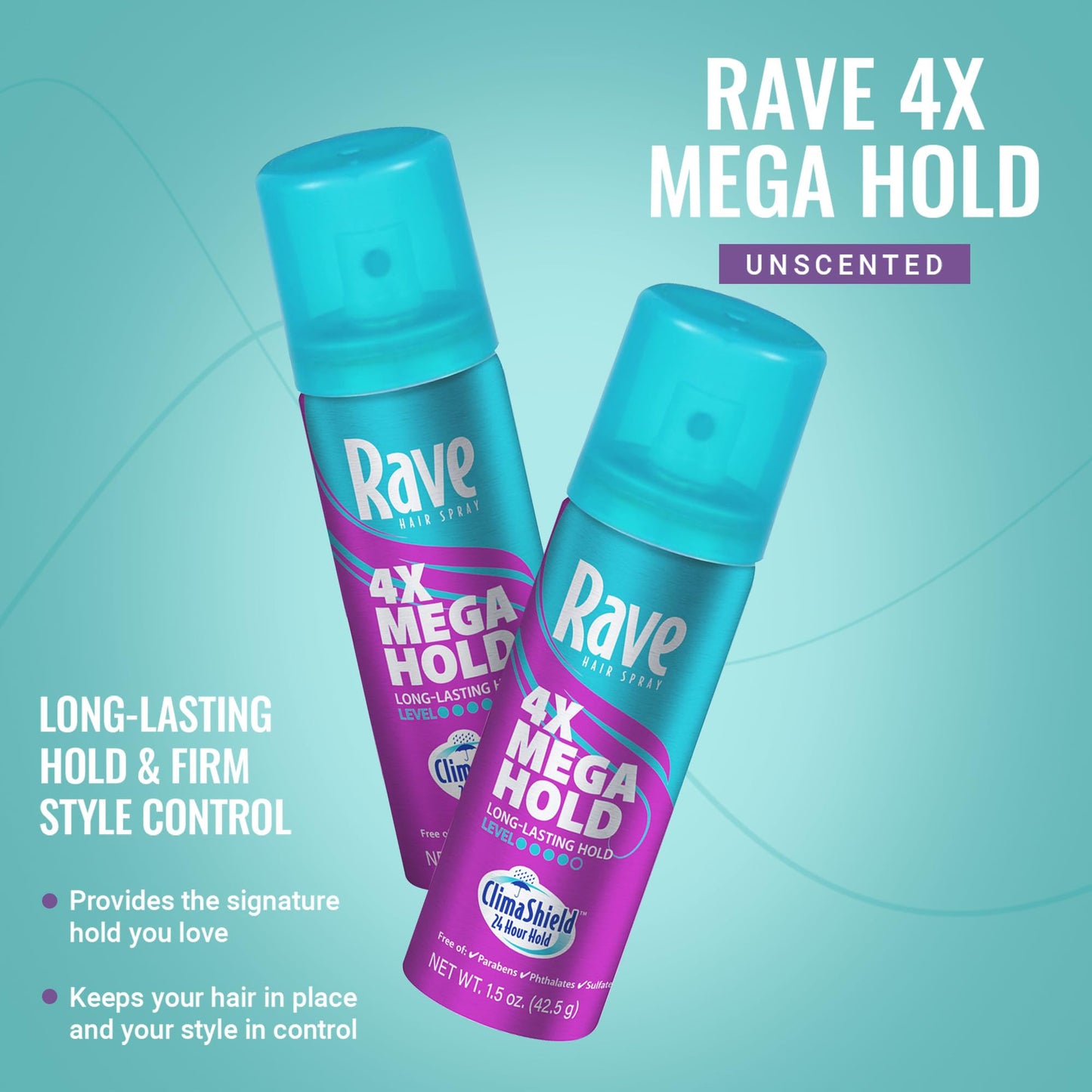 Rave Hair Spray Aerosol Mega, 1 Count, 1.5 Oz. Beauty & Personal Care Product Of Rave