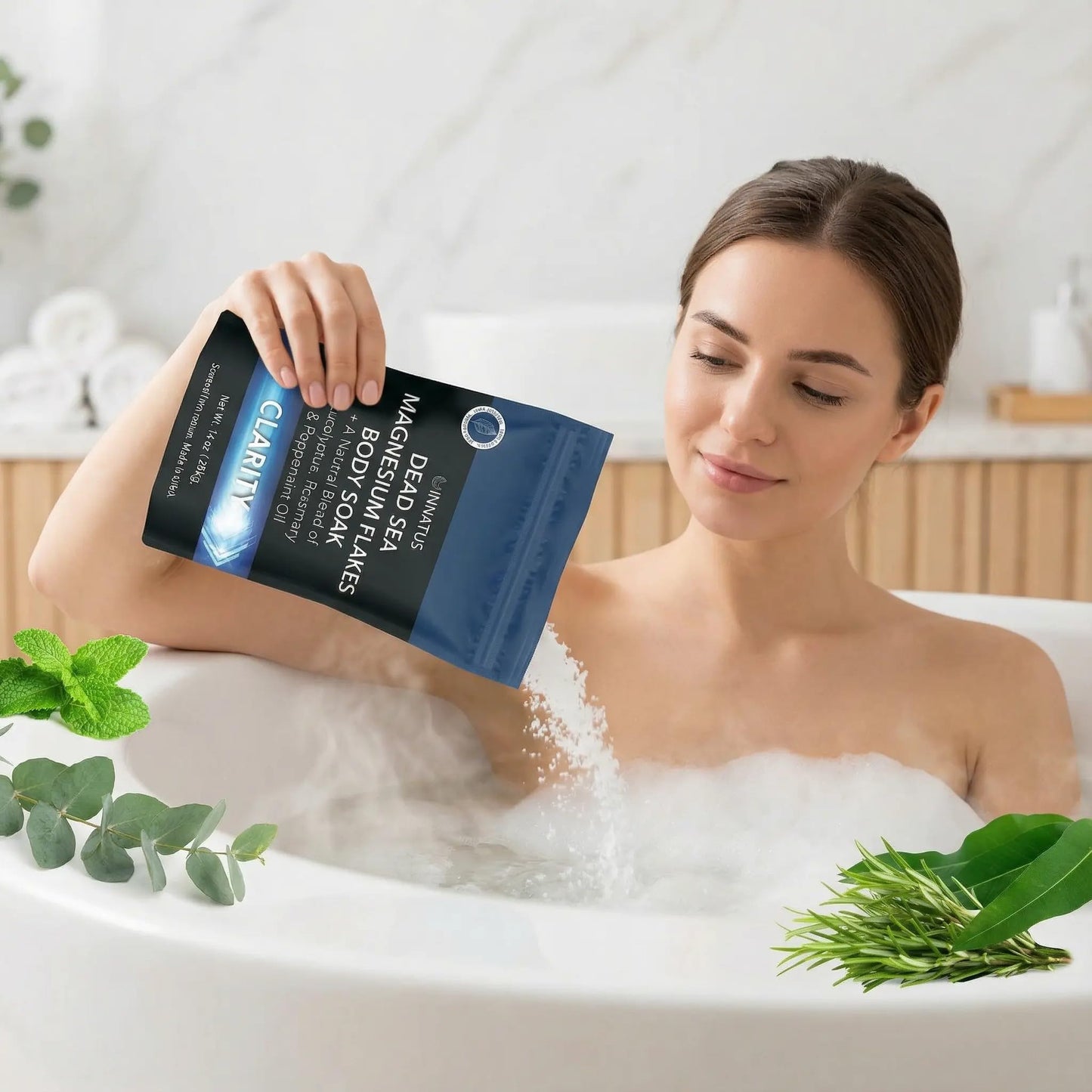 Pure Dead Sea Magnesium Flakes Clarity Soak - Relaxing & Replenishing 14oz Bath Soak - Infused with Infused with Natural Oils for Muscle Recovery Beauty and Personal Care INNATUS