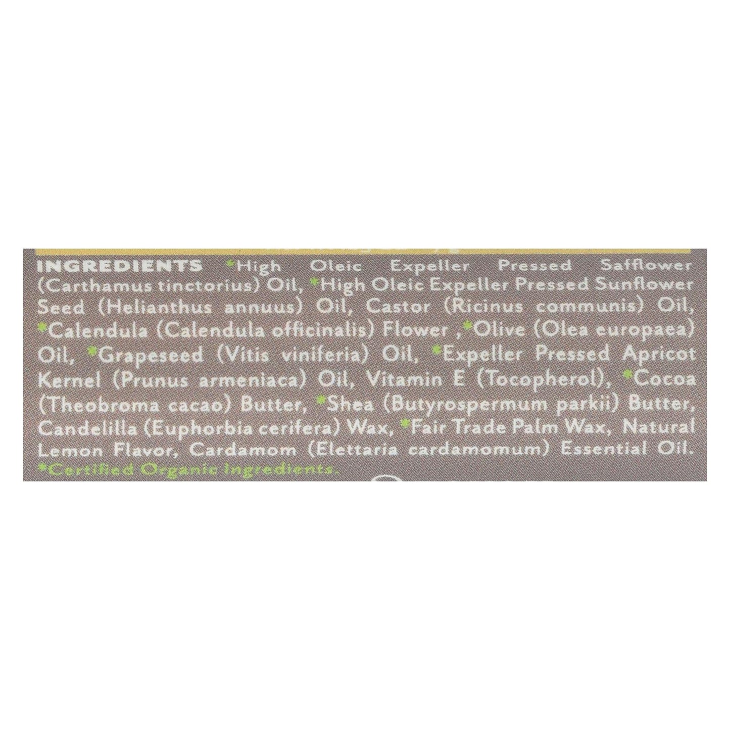 Soothing Touch Lemon Cardamom Vegan Lip Balm, .25 oz (85% Organic) (Case of 12) Beauty and Personal Care Soothing Touch