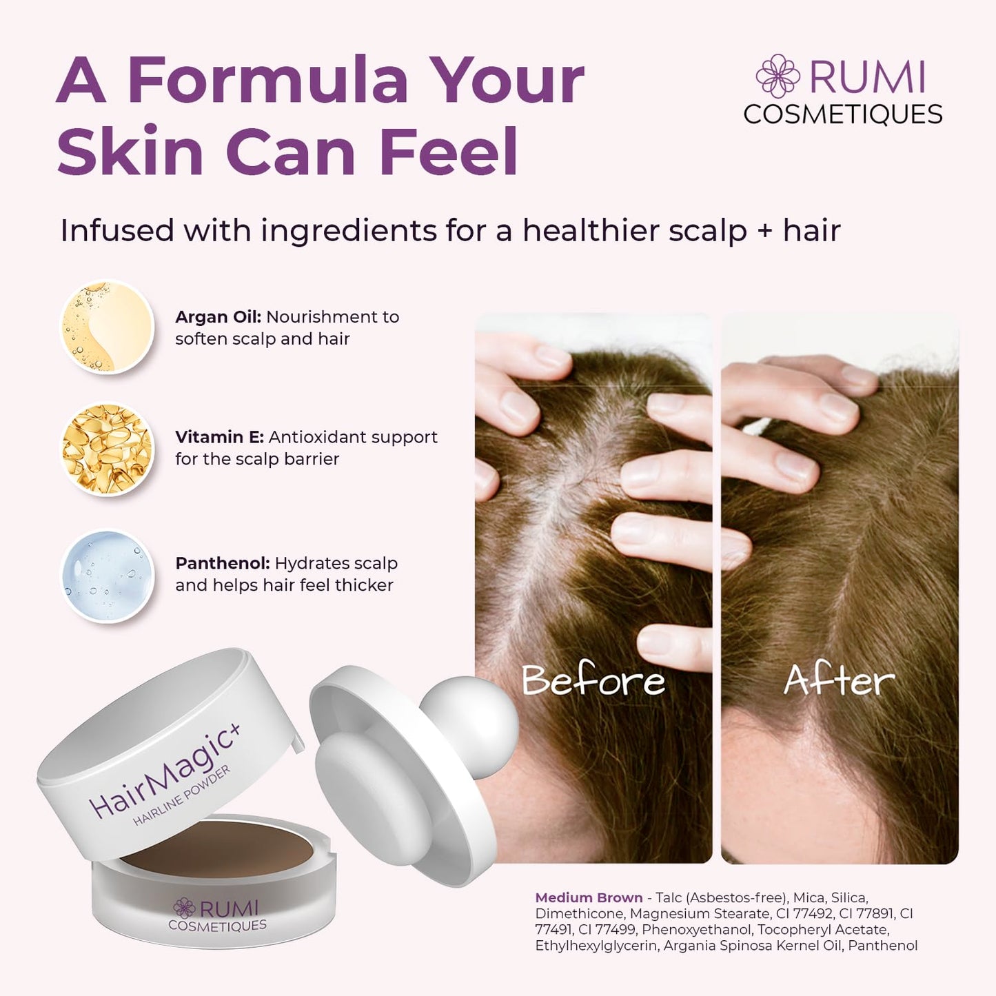 Rumi Cosmetiques HairMagic+ Root Touch Up Powder for Mature Women - Instant Gray Hair Coverage & Hairline Filler - Water-Resistant, Natural Finish Beauty & Personal Care Rumi Cosmetiques