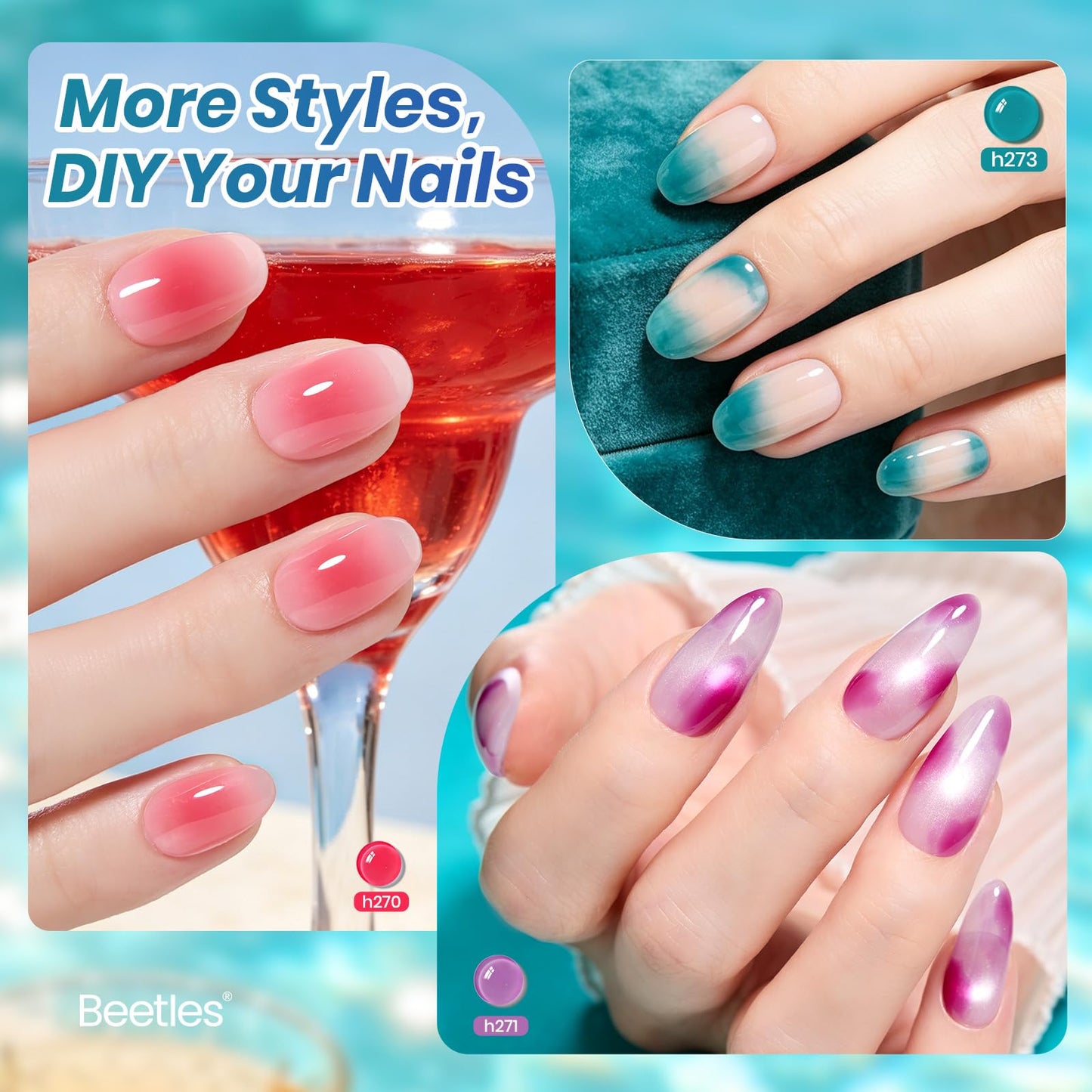 Beetles Jelly Gel Nail Polish Set - Luminous Cocktail 6 Colors Summer Jelly Neon Gel Polish Kit Yellow Orange Purple Blue Green Red Translucent Sheer Beauty and Personal Care beetles Gel Polish