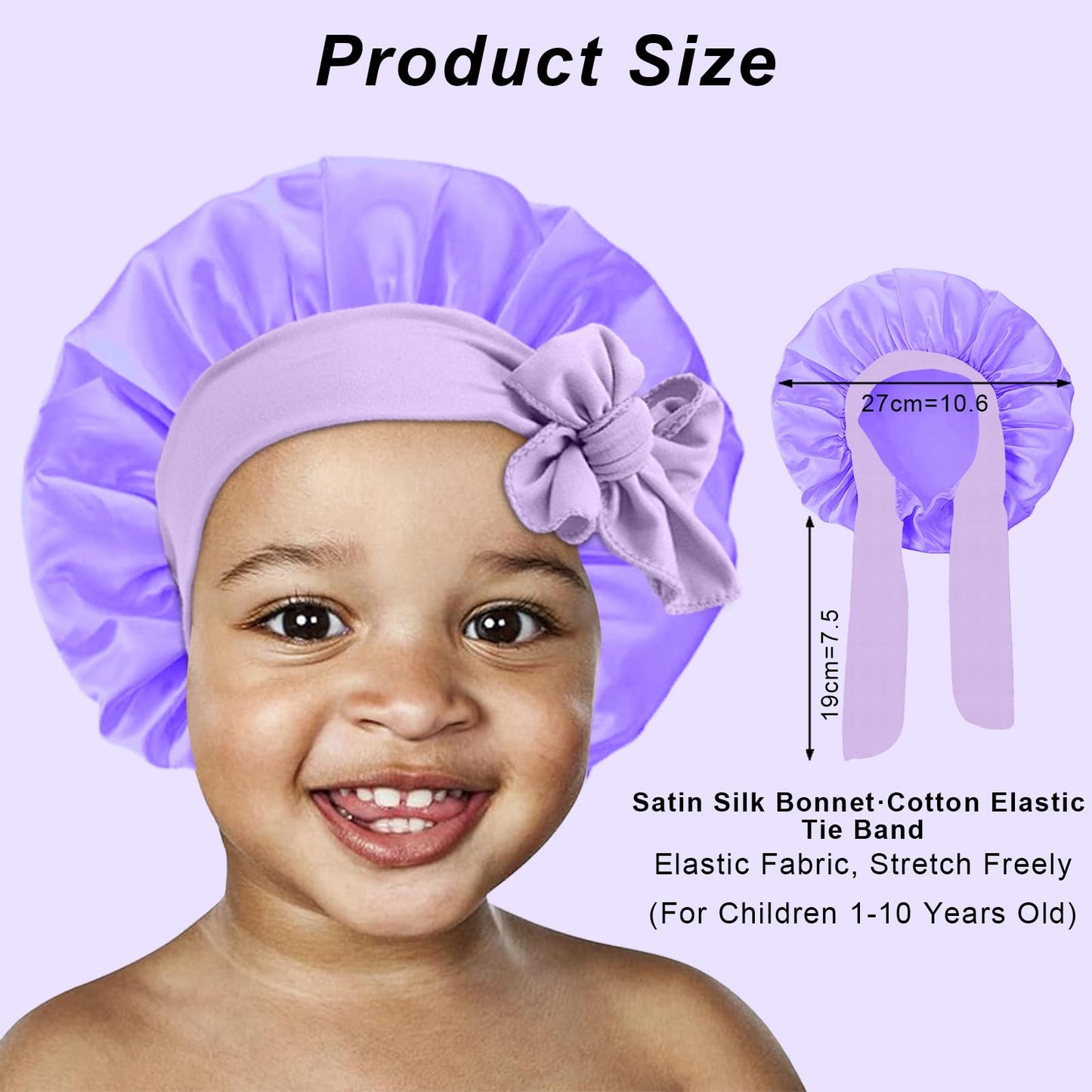 3Pcs Kids Silk Satin Bonnet for Sleeping - Baby Hair Sleep Bonnet,Kids Bonnets for Girls Toddler Child with Wide Elastic Tie Band,Night Cap Hats Beauty and Personal Care FIRSTPELLA