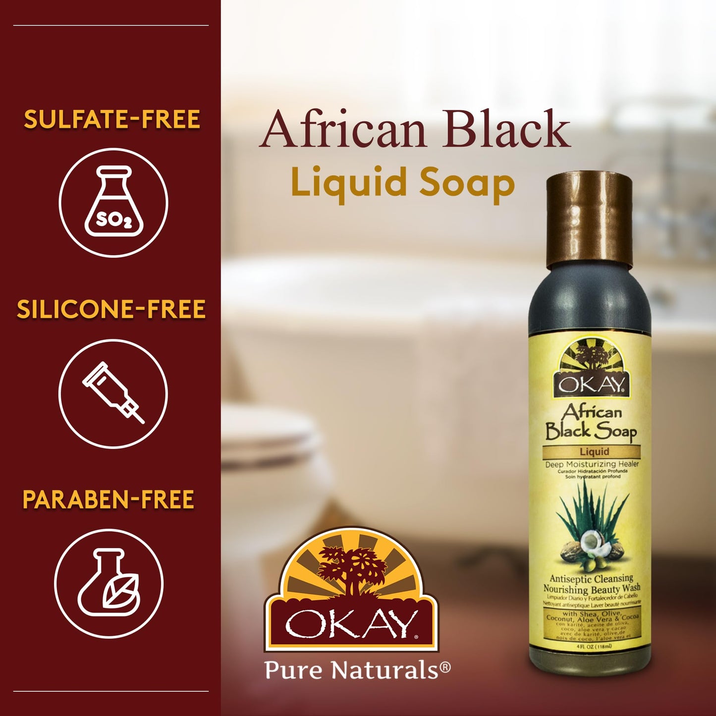 Okay African Black Soap Liquid, 4 Ounce Beauty & Personal Care OKAY