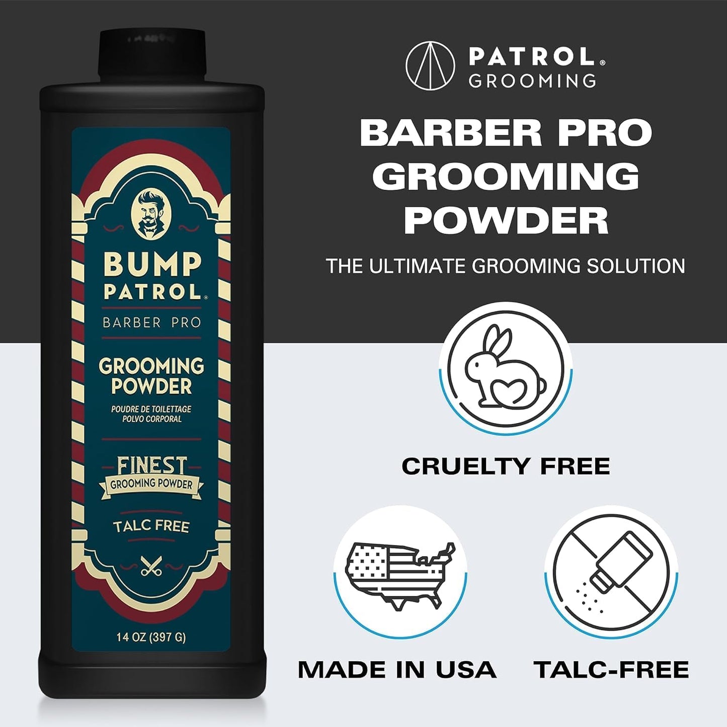 Bump Patrol Barber Pro Grooming Powder - Talc Free Hair and Body Powder for Men, Protects Against Sweat, Odor, and Chafing From Head to Toe for All Beauty & Personal Care Bump Patrol