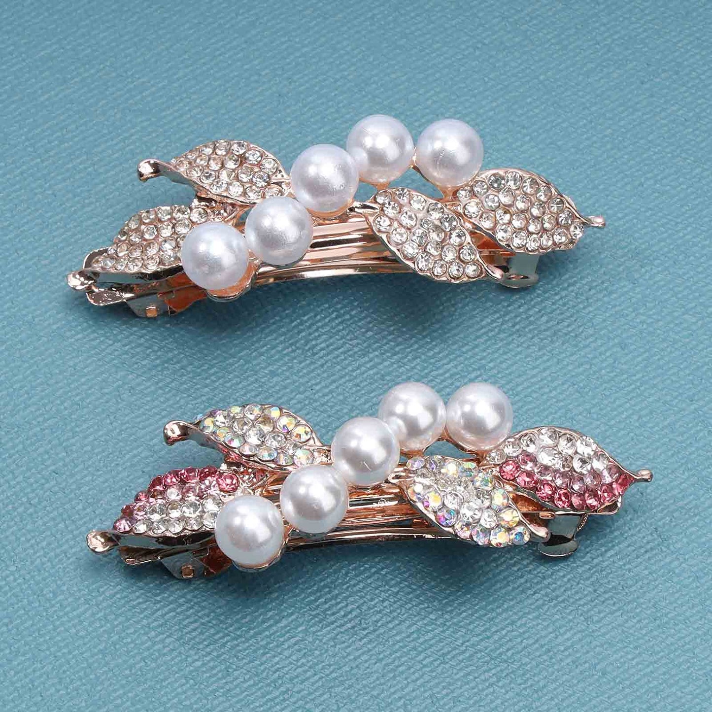 Yheakne Bridal Pearl Rhinestone Hair Clip Barrette Shining Headwear Crystal Hair Barrette Clip Wedding Headpieces Hair Accessories for Women and Girls Beauty & Personal Care Yheakne