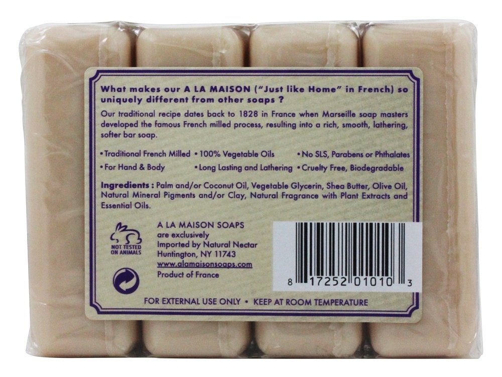 A LA MAISON Lavender Flower Bar Soap - Triple French Milled Natural Moisturizing Hand Soap Bar (4 Bars of Soap, 3.5 oz) Beauty & Personal Care A LA MAISON