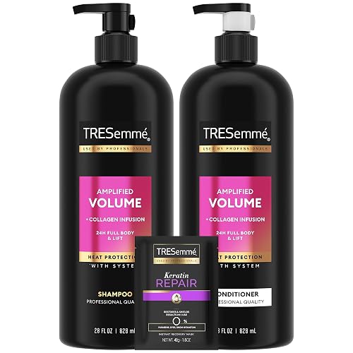 TRESemmé Shampoo and Conditioner Set, Amplified Volume + Collagen Infusion, 24H Full Body & Lift with Heat Protection + Keratin Repair Mask (3 Piece Beauty & Personal Care TRESemmé