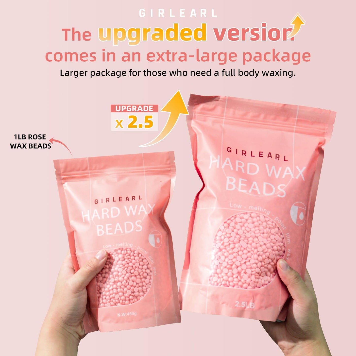 GIRLEARLE Hard Wax Beads for Hair Removal, 2.5lb, Rose Oil Infused, Brazilian Bikini Wax for Women Men, Sensitive Skin, Full Body Legs Face Underarms Beauty and Personal Care GIRLEARLE