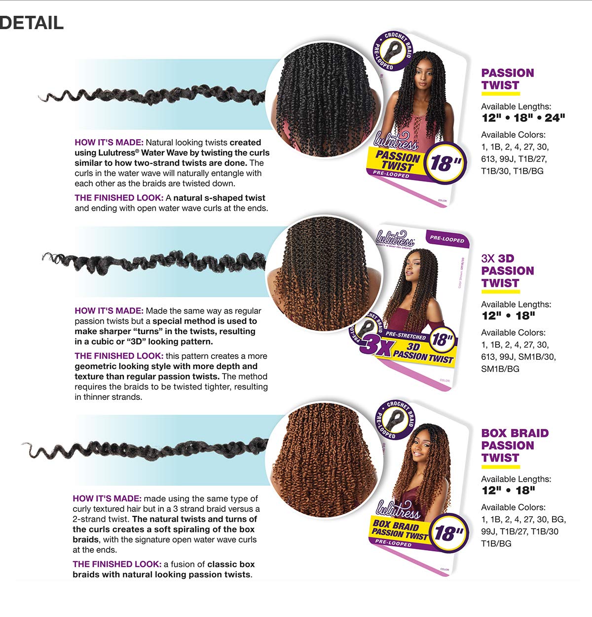 Sensationnel Lulutress Crochet Braids-3X 3D Passion Twist 18in,4 MEDBROWN