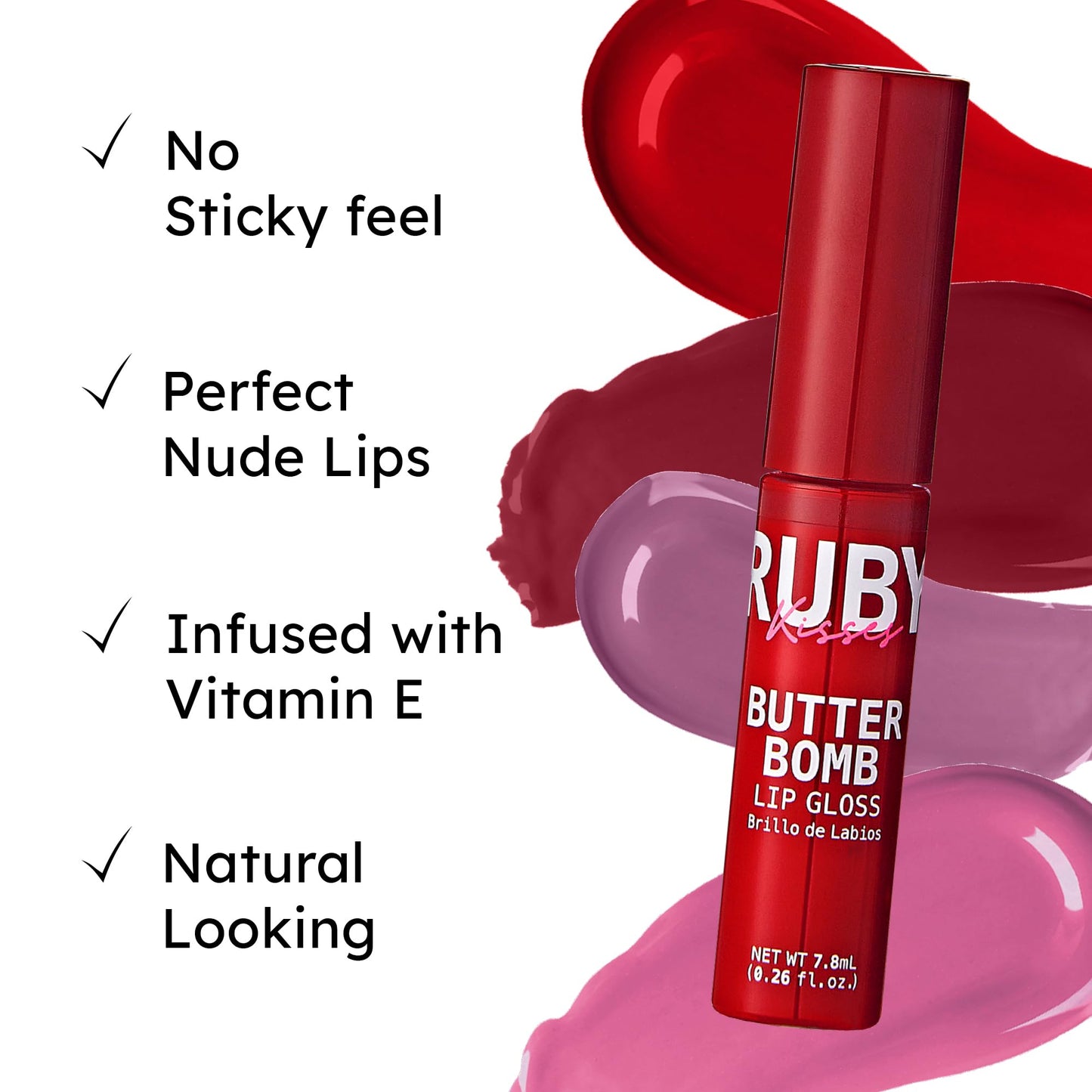 Ruby Kisses Butter Bomb Lip Gloss, High-Shine Non-Sticky Hydrating Plumping Beauty & Personal Care Ruby Kisses