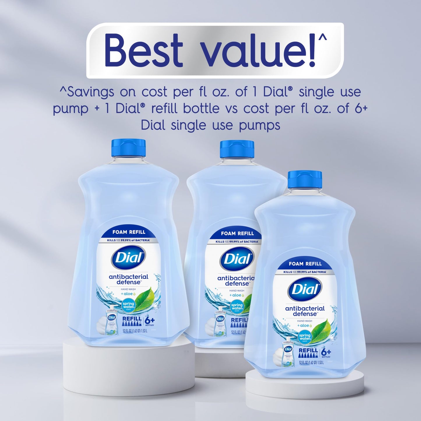 Dial Antibacterial Defense Foaming Hand Soap + Aloe, Spring Water Scent, 52 Fl Oz Hand Soap Refill, Dermatologist-Tested, Gentle on Skin Beauty and Personal Care Dial
