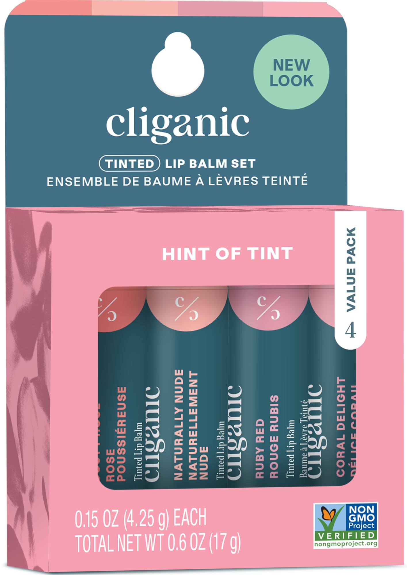 Cliganic Tinted Lip Balm Set - 4 Colors, Hydrating, Enriched with Vitamin E, Cruelty Free, Stocking Stuffer Gift Beauty and Personal Care Cliganic