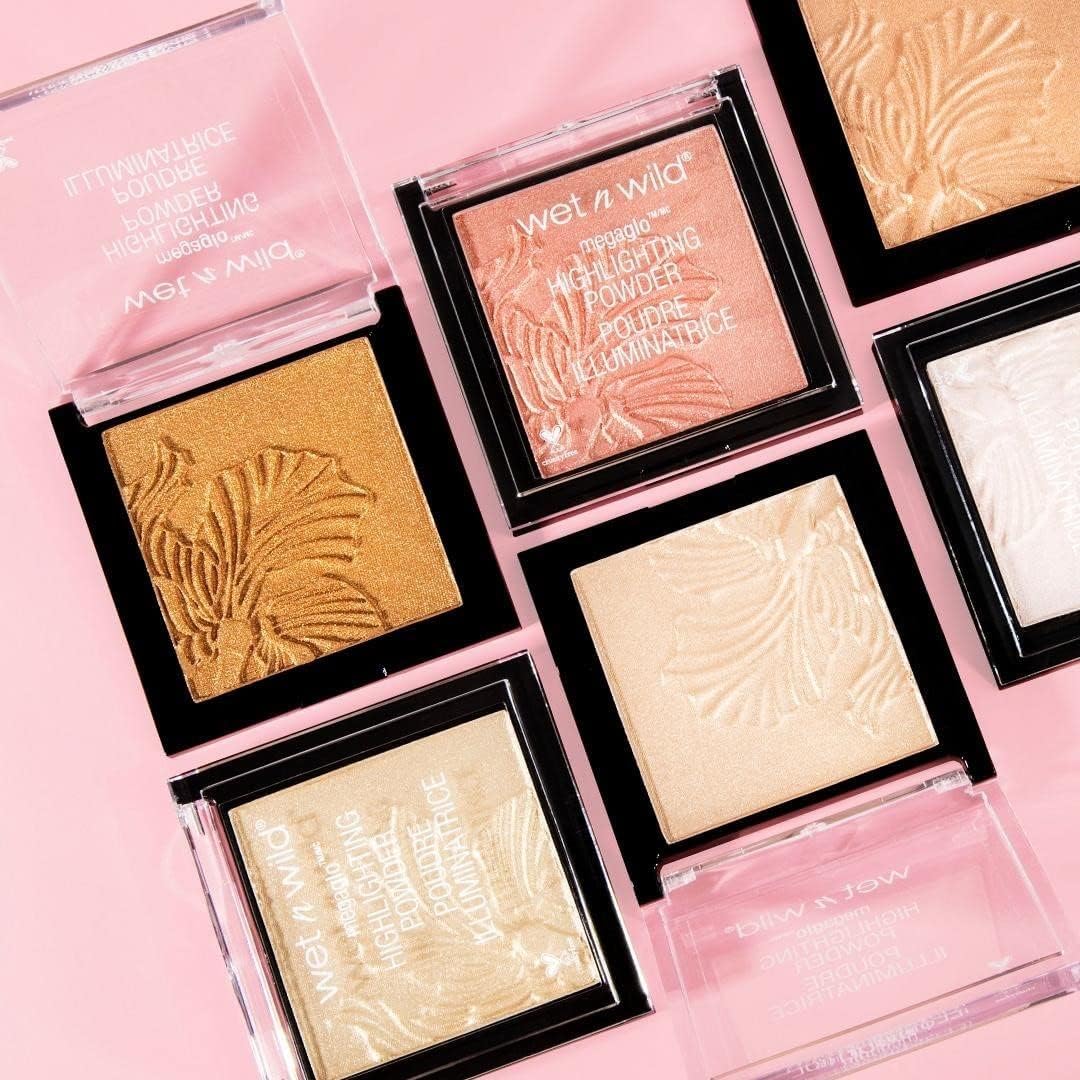 wet n wild MegaGlo Highlighting Powder, Highlighter Makeup, Shimmer Glow, Pink Rose Gold Bloom Time Beauty & Personal Care wet n wild