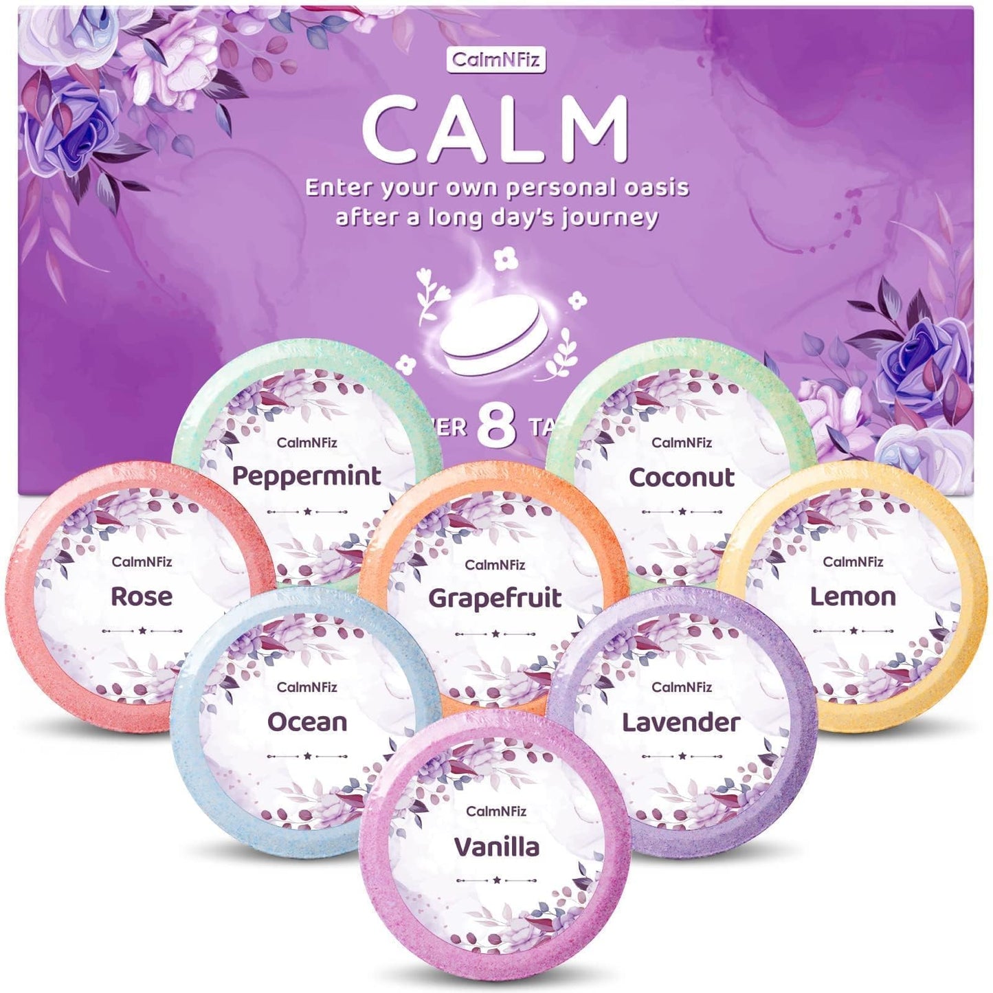 Shower Steamers 8 Pack - Organic & Natural Essential Fragrances for Teens and Adults - Mother's Day, White Elephant, Birthday Gifts for Women Teen Beauty and Personal Care CalmNFiz