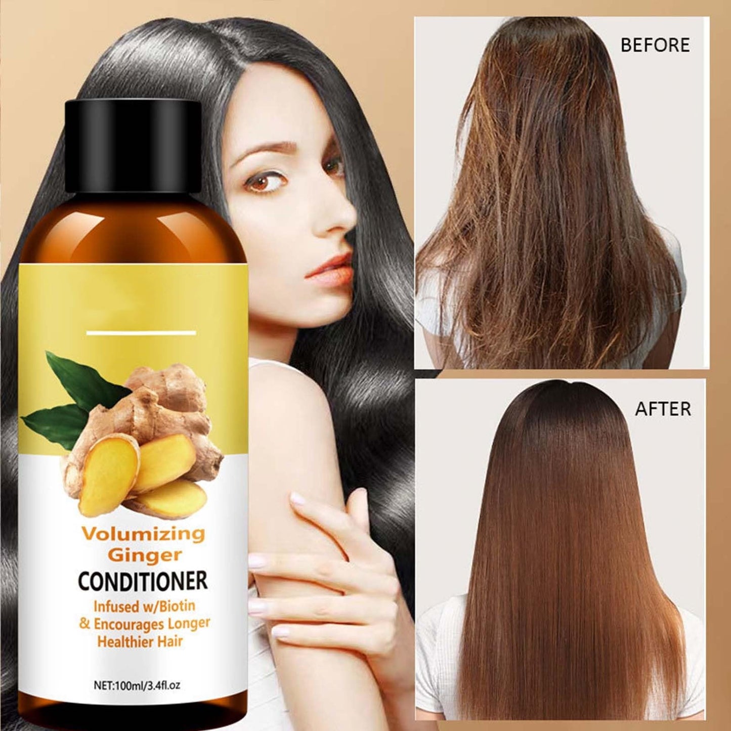 Shampoo & Conditioner & Body wash, Body Wash and Hair Care Gift Set,Ginger Skincare Relaxing Home Spa Set, Anti Hair Loss, Strengthen & Volumize, Bath Beauty & Personal Care MeiPlumLai