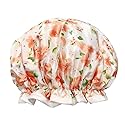 allydrew Reusable Women's Waterproof Shower Caps for Long Hair, Peach Floral Beauty & Personal Care allydrew