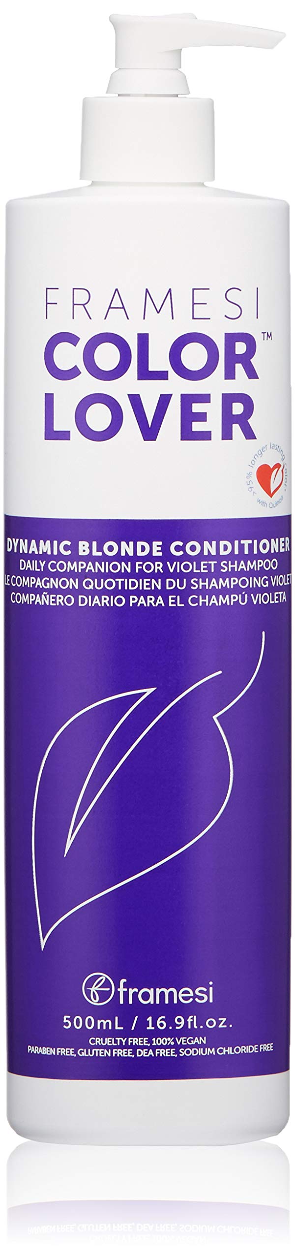 FRAMESI Color Lover Dynamic Blonde Sulfate Free Purple Conditioner for Color Treated Hair, 16.9 fl oz Beauty & Personal Care FRAMESI