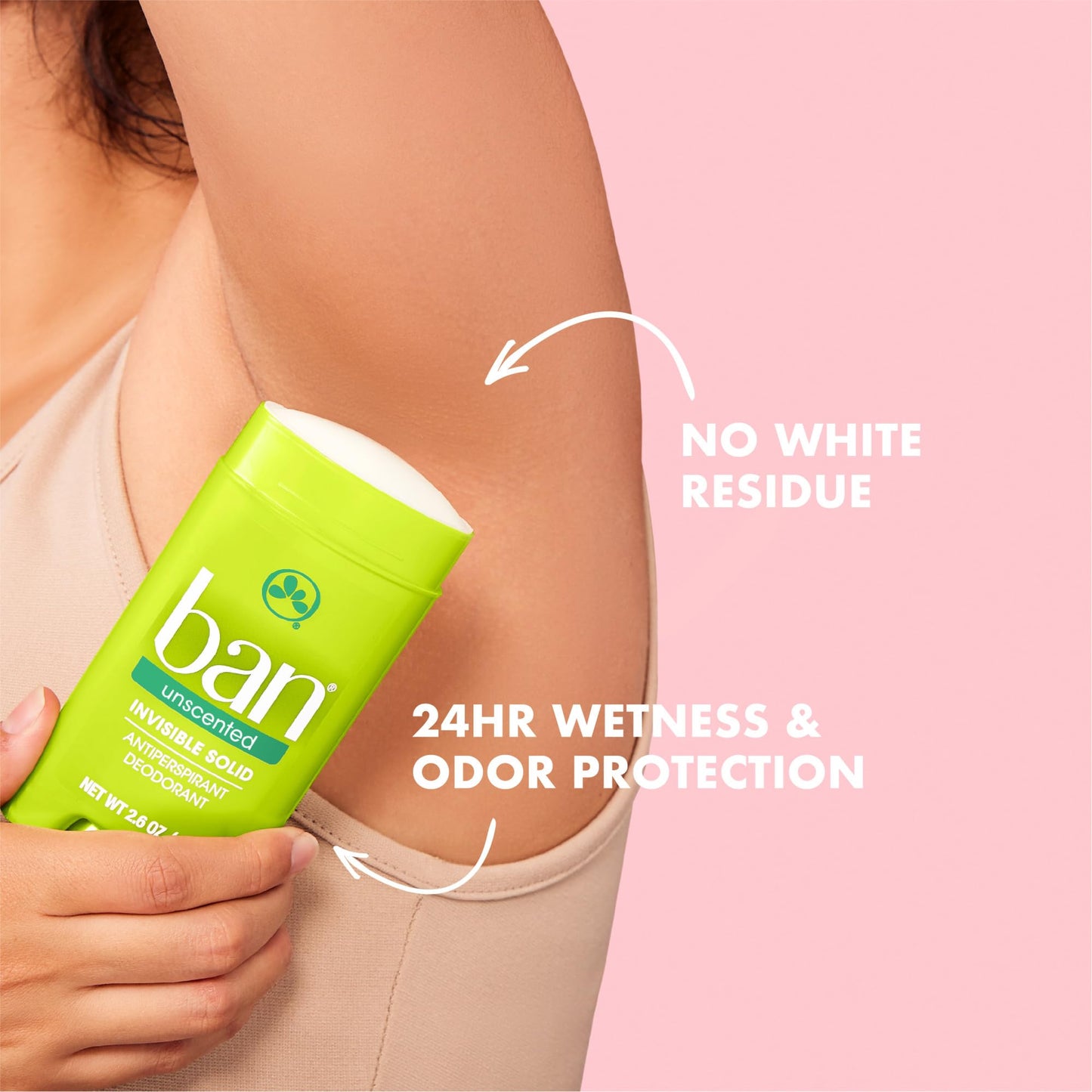 Ban Invisible Solid Antiperspirant Deodorant for Women and Men, 24-Hour Underarm Odor & Sweat Protection, Unscented, 2.6 Oz, Pack of 4 Beauty and Personal Care Ban