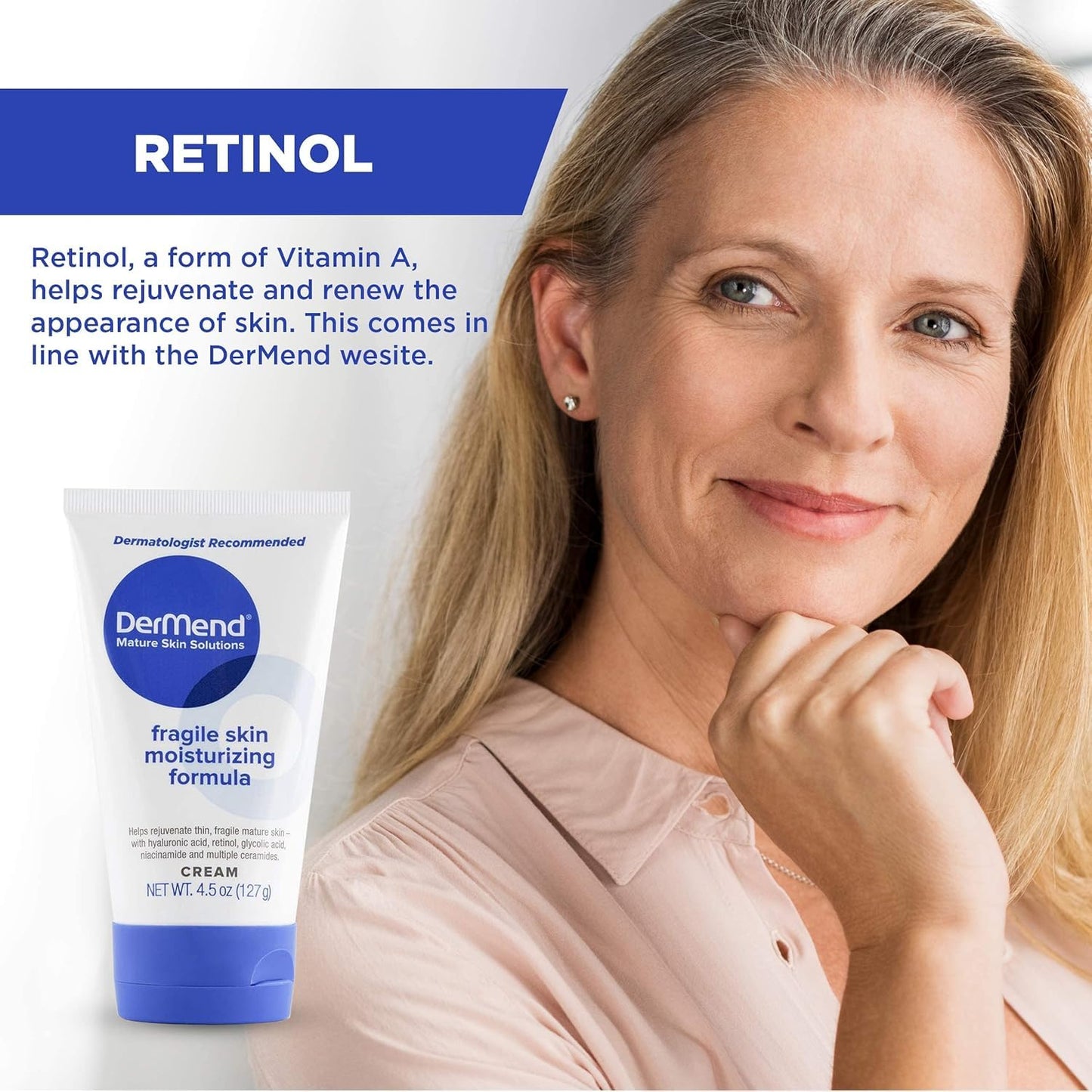 Dermend Specialized Fragile Skin Moisturizing Cream: Formula to Restore & Rejuvenate - Daily Anti Wrinkle Cream for Firming & Strengthening Thin Beauty & Personal Care Dermend