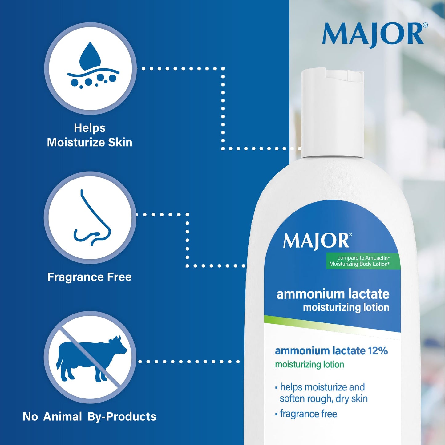 Major Ammonium Lactate 12% Moisturizing Lotion - Lactic Acid Lotion - Helps Hydrate, Soften, and Exfoliate Rough, Dry Skin - Daily Body Lotion Beauty & Personal Care MAJOR