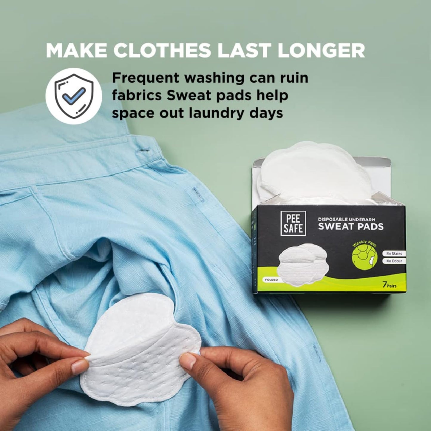 Pee Safe Underarm Sweat Pads for Women & Men, Ultra Thin Self Adhesive Armpit Shields, Breathable Leakproof Liners for Odor & Stain Protection, 14 Beauty and Personal Care Pee Safe