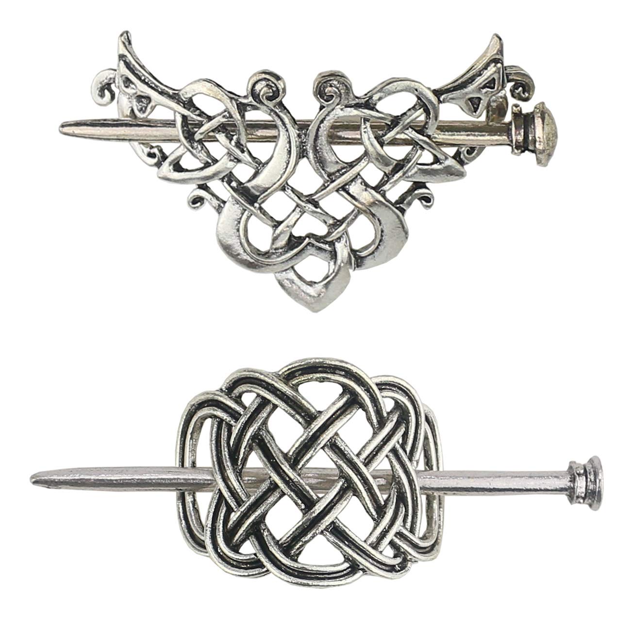 Tinsow Silver Vintage Hair Clip, 2 Pcs Celtic Hair Slide Pins Accessories for Women (Style C H) Beauty & Personal Care Tinsow