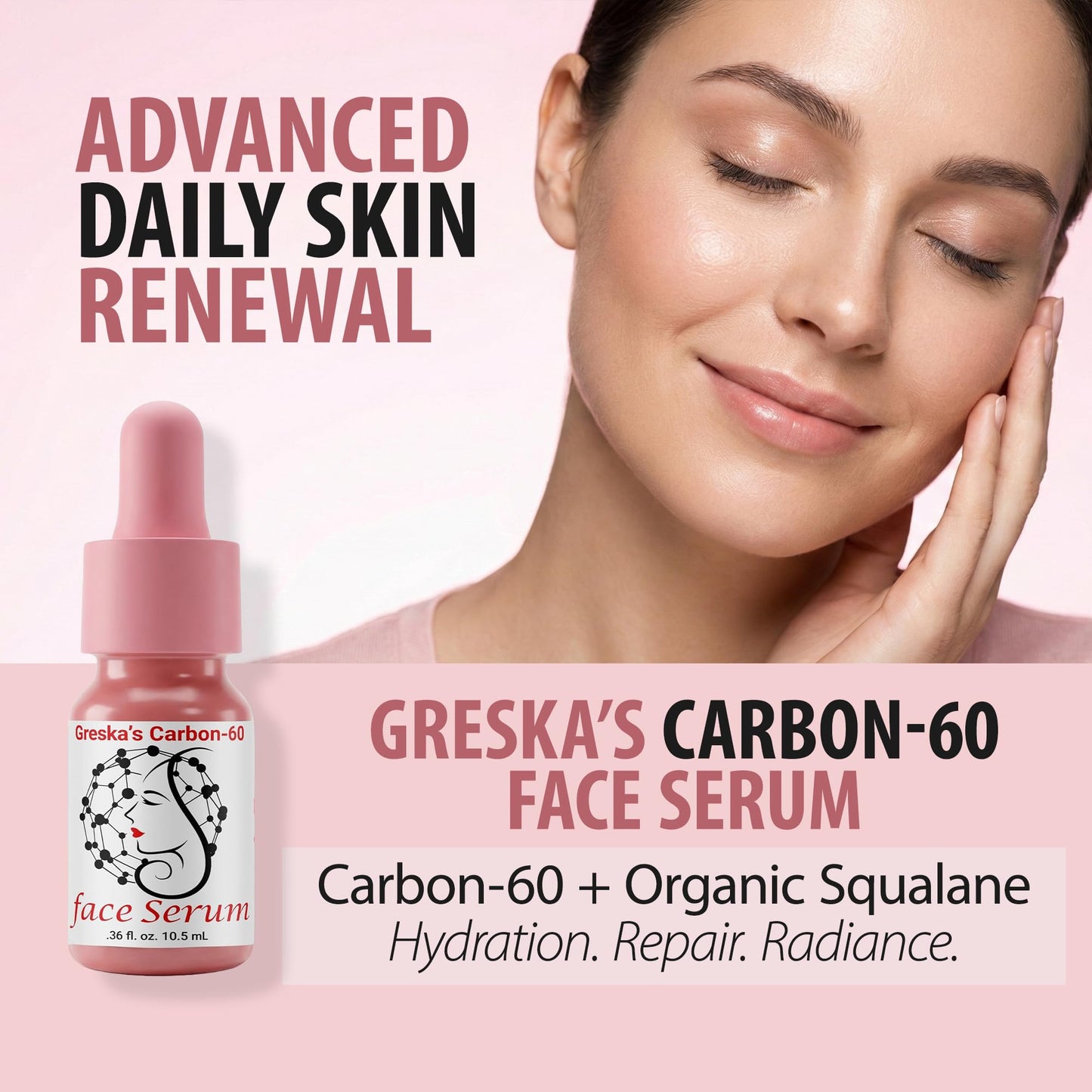Greska's Carbon 60 Antioxidant Fullerene Face & Skin Daily Moisturizer Serum in Organic Squalane Oil | Solvent-Free C60 Formula for Support, Recovery Beauty & Personal Care Greska's Carbon-60