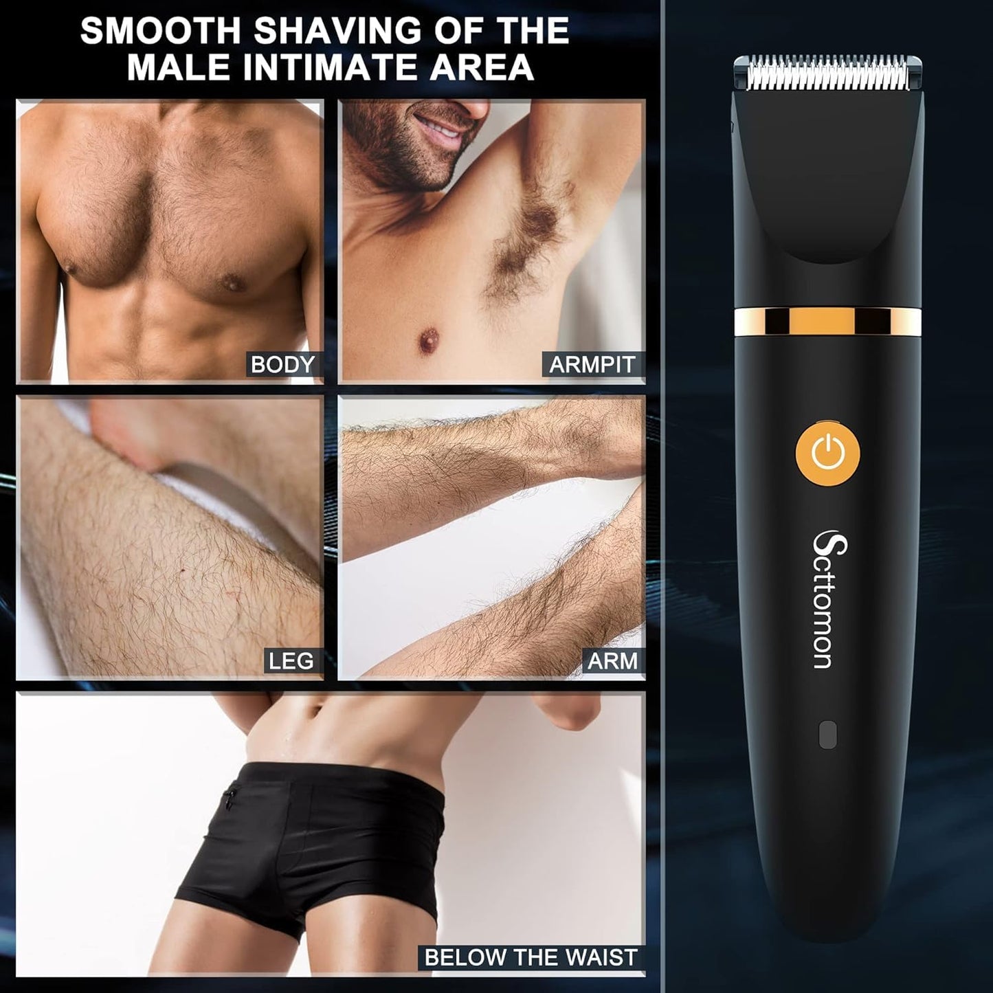 Scttomon Electric Groin Hair Trim Ball Trimmer for Men Body Shaver Below-The-Waist Groomer Nose Hair Trimmer Waterproof Cordless 3 in 1 Beauty and Personal Care Scttomon