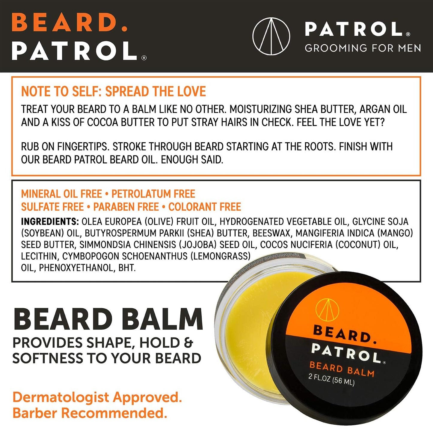 Bump Patrol Beard Patrol Beard Balm for Men - Mustache Softener and Tamer with Argan Oil, Shea & Cocoa Butter, Softens, Strengthens, and Controls Beauty and Personal Care Bump Patrol