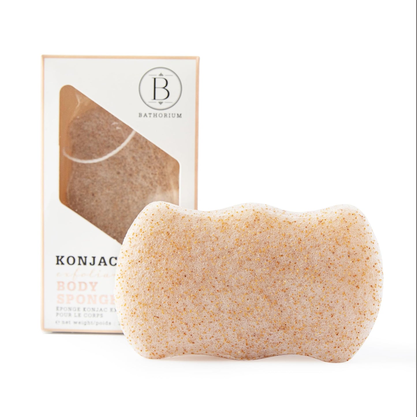 Bathorium Konjac Walnut Shell Body Sponge, Gently Cleanses Skin, Ideal for Daily Use, Made with Hand-Harvested Asian Konjac Root, Softens Beauty and Personal Care Bathorium