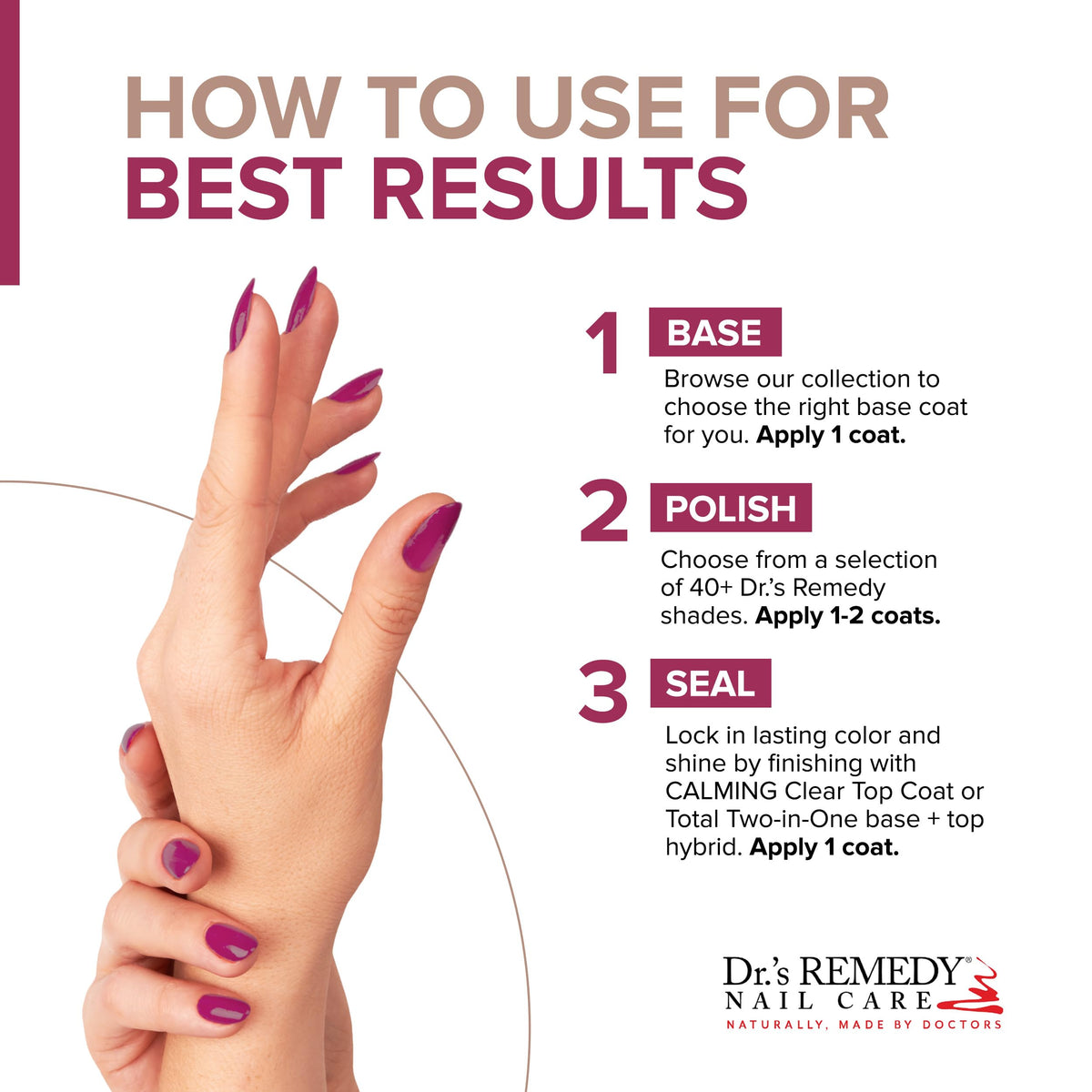 Dr’s Remedy Enriched Nail Polish: Non Toxic, All Natural, and Organic - Doctor Formulated: Strengthens, Restores, Heals, and Protects '24-Free' Beauty & Personal Care Dr.'s Remedy