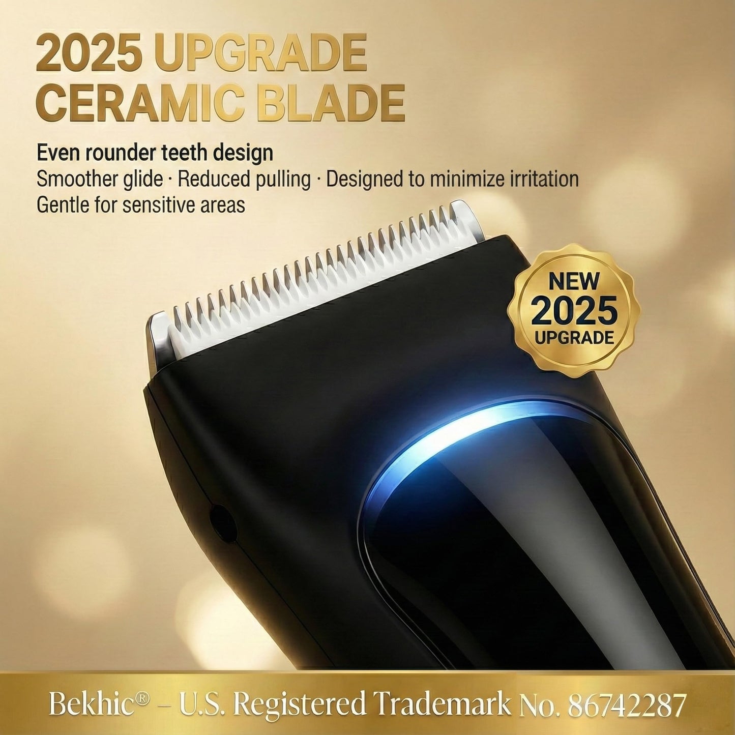 Bekhic Manscape Groin & Body Hair Trimmer for Men - Waterproof Pubic Hair Shaver & Ball Groomer with LED Light - No-Nick Ceramic Blade, 90-Min Beauty and Personal Care Bekhic
