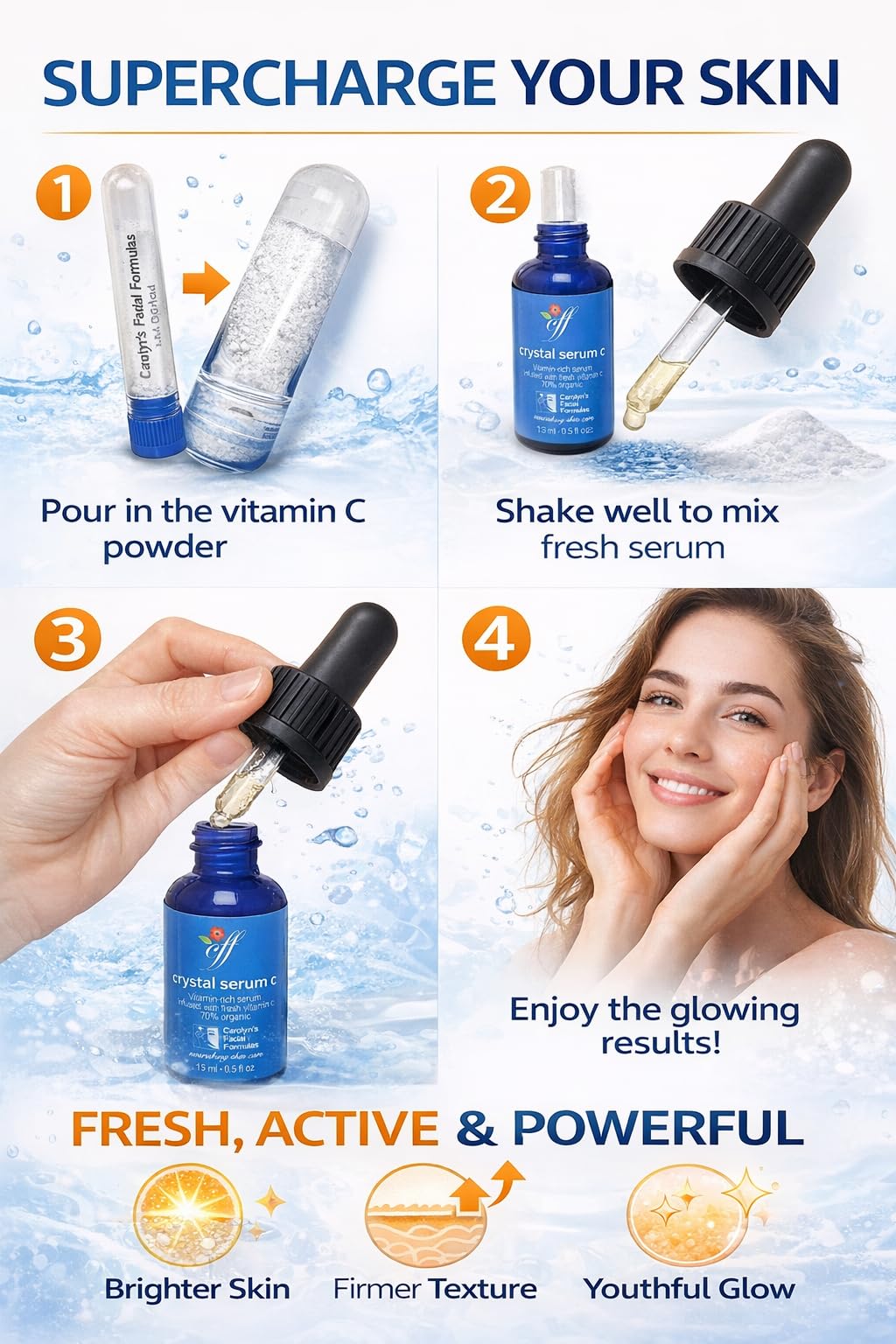 Carolyn's Facial Formulas Crystal Facial Serums C | Vitamin C Serum for Face | Skin Clearing Serum | Made in USA | Organic, Certified Vegan Beauty & Personal Care Carolyn's Facial Fitness