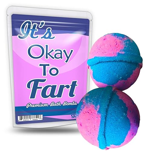 It's Okay to Fart Bath Bombs - XL Pink and Blue Fizzers for Girls - Handcrafted, Made in America, Cotton Candy Scent, 2 Count Beauty & Personal Care Gears Out