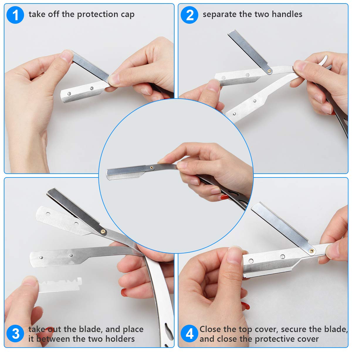 Ahier Beard Shaping Tools, 5-in-1 Beard Shaping Set with Straight Edge Razor and 10 P blade, Barber Pencil, Beard Trimming Scissors, Gift for Men Beauty and Personal Care AHIER