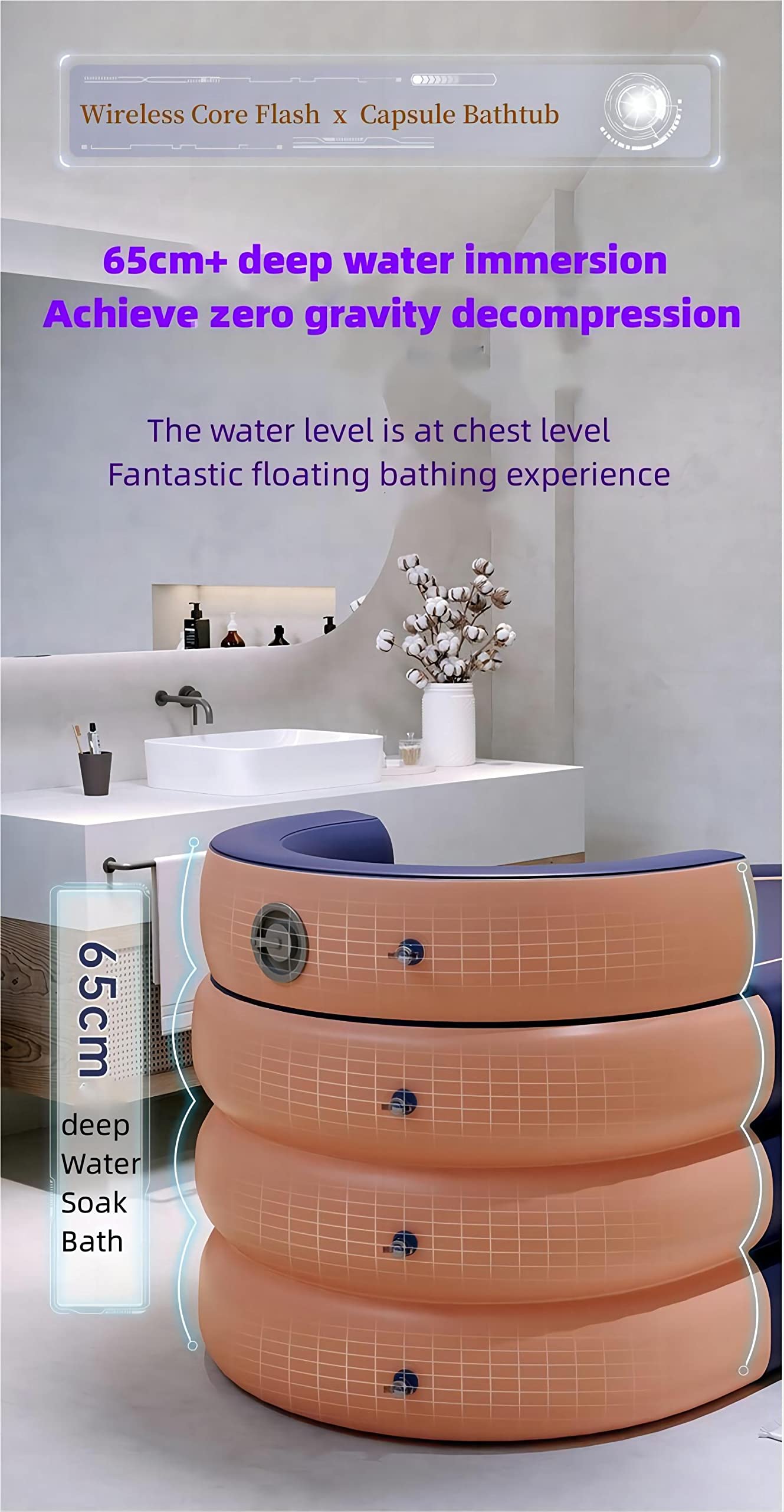 Inflatable adult bathtub with electric air pump,Suitable for hot water bath & ice bath(grapefruit tangerine) Beauty and Personal Care Totalral