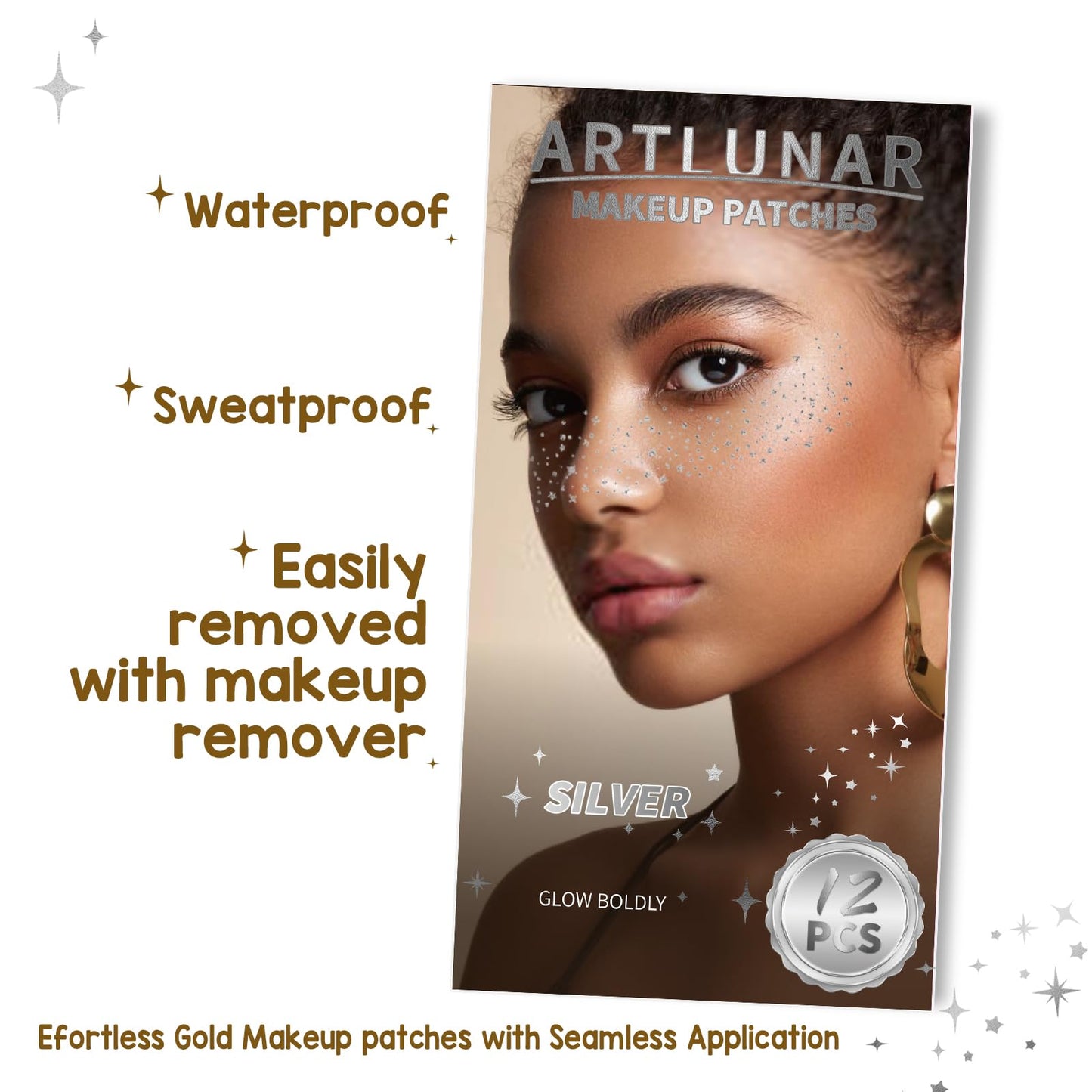 Artlunar 12Pcs Face Glitter Makeup Patches, Glitter Makeup Accessories for Women & Girls, Perfect for Music Festivals, Easter, Concerts, Parties Beauty & Personal Care Artlunar