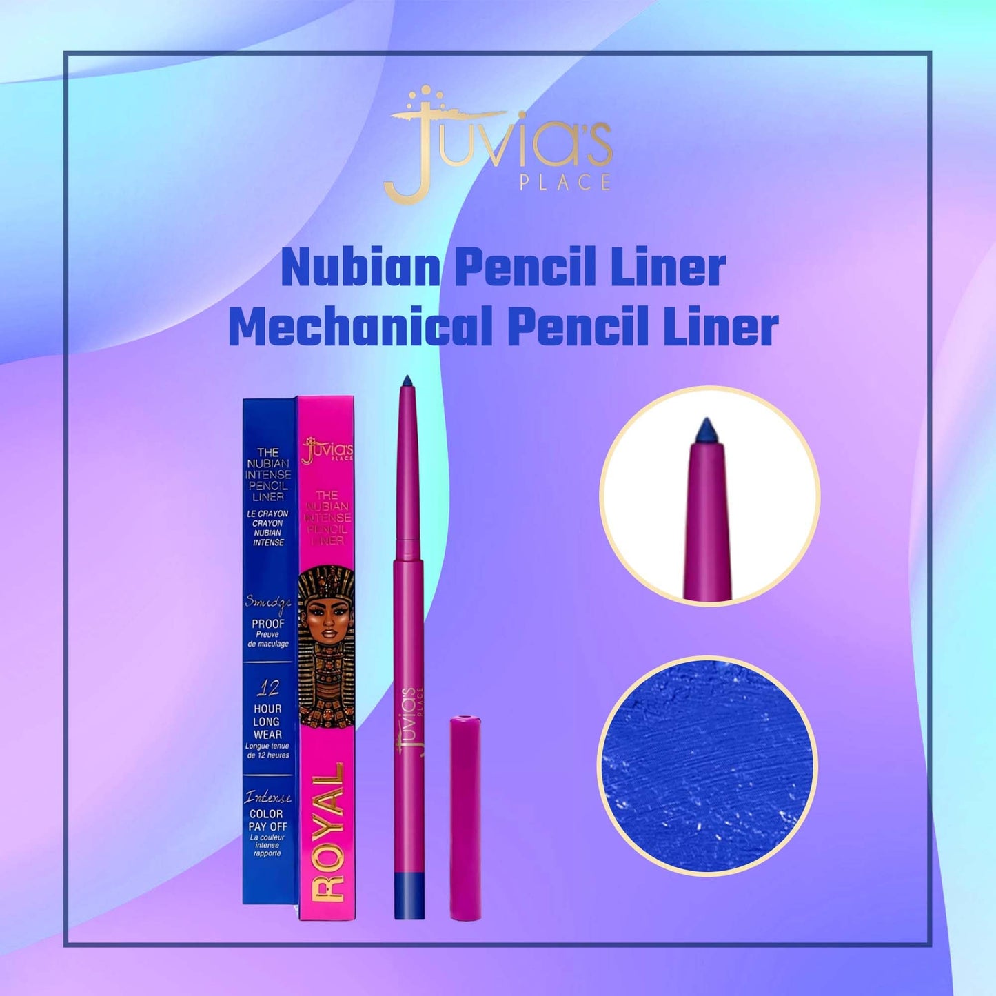 Juvia's Place Nubian Pencil Liner - Mechanical Pencil Liner, Long-lasting Makeup, Blendable, Light & Non-sticky, Compact Makeup (Royal) Beauty & Personal Care Juvia's Place