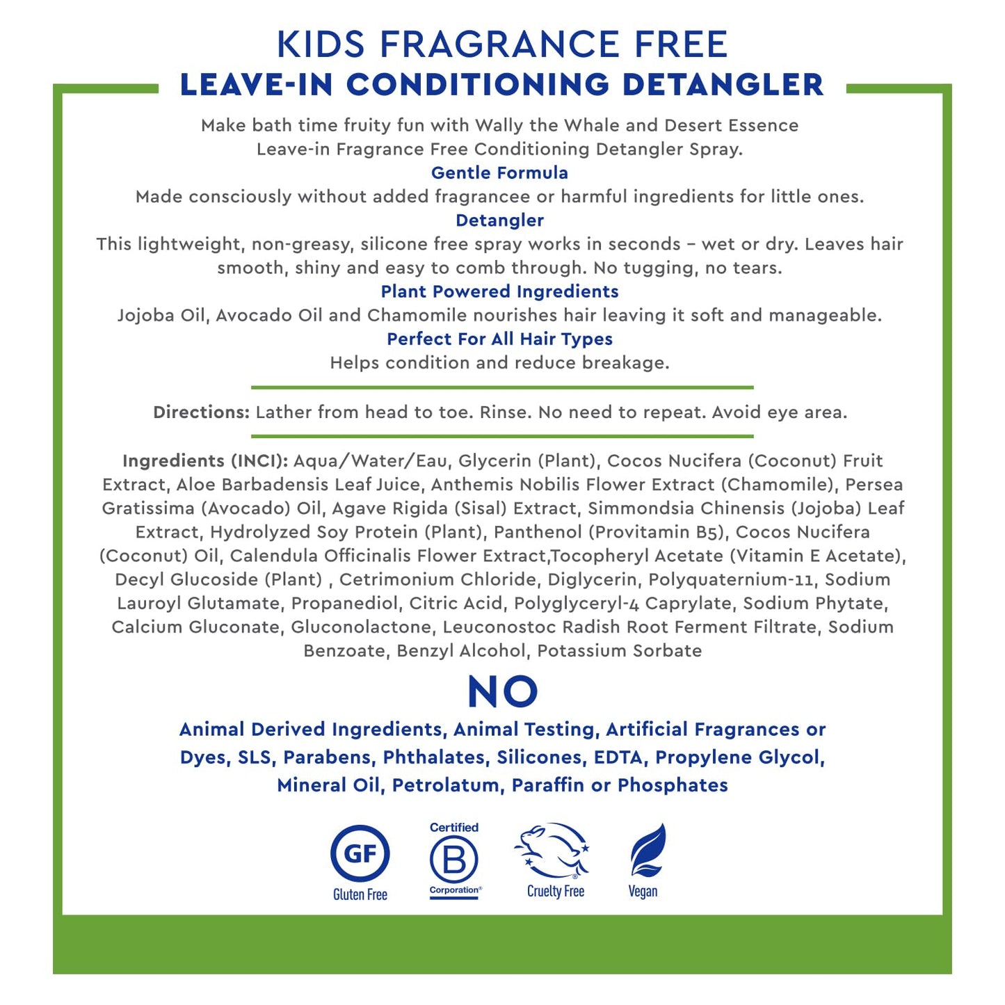 Desert Essence Kids Conditioning Detangler Spray 8.0 fl oz - Vegan, Gluten-Free. Cruelty-Free - Leaves hair smooth, shiny and easy to comb through Beauty & Personal Care Desert Essence