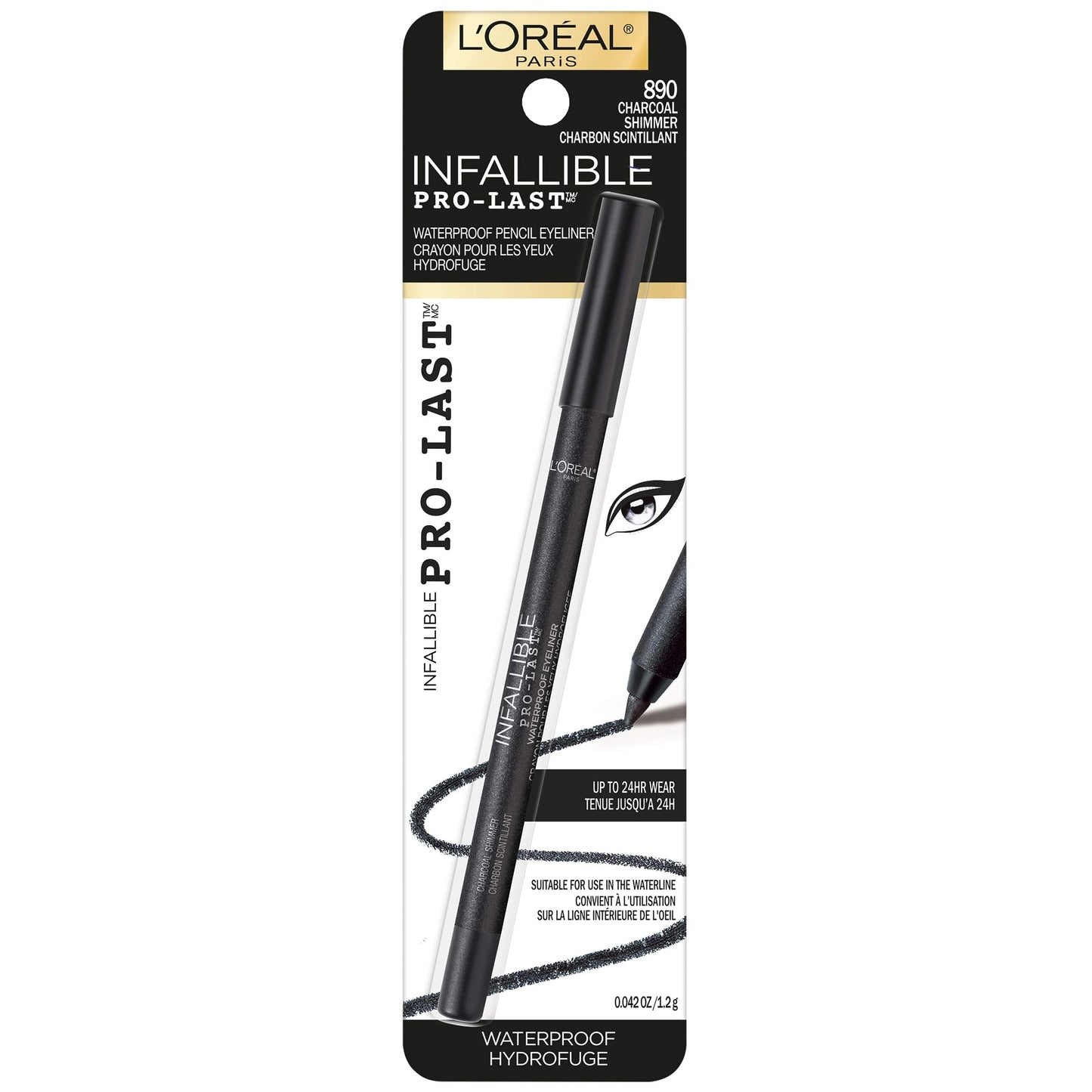 L'Oreal Paris Makeup Infallible Pro-Last Pencil Eyeliner, Waterproof and Smudge-Resistant, Glides on Easily to Create any Look, Black Shimmer, 0.042 Beauty and Personal Care L'Oreal Paris
