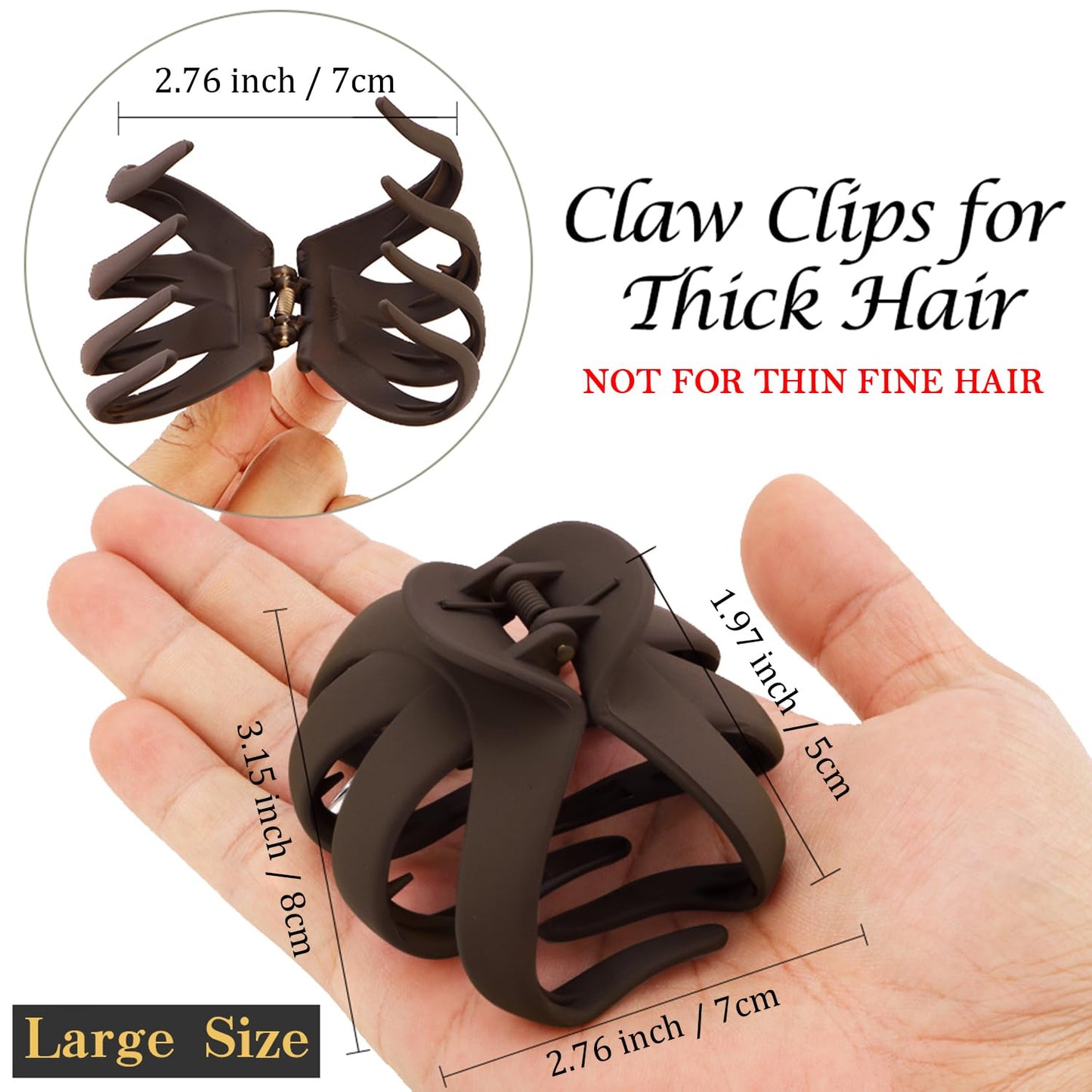 Atoden Hair Clips, 5Pcs Octopus Matte Hair Claws for Women, Large 3.15" Hair Clips for Thick Hair, Non-slip Jaw Clips, Hair Accessories Beauty & Personal Care Atoden