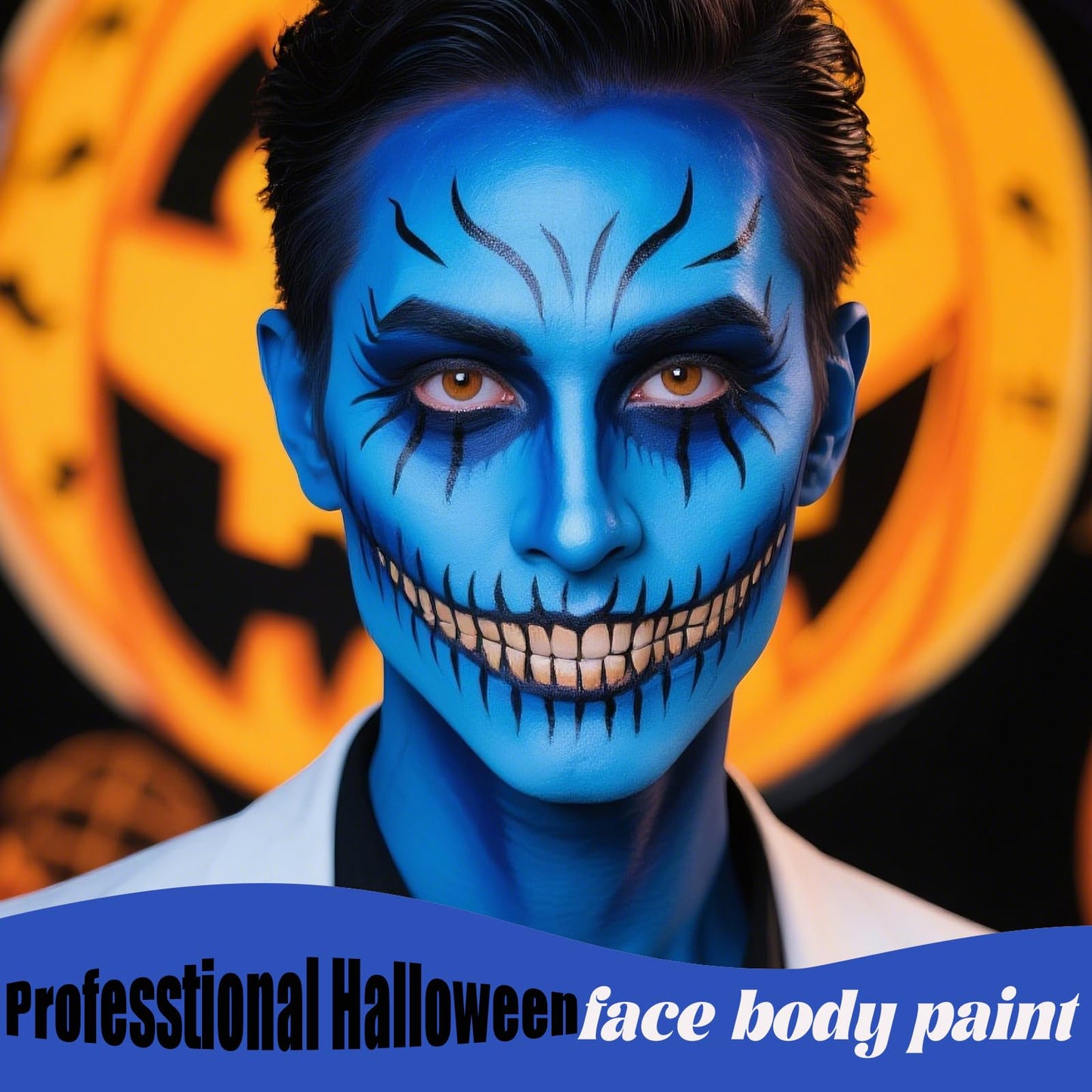 Blue Face Body Paint,Water-based Cream Painting,Blendable Face paint for Halloween Avatar Smurf Mystique Cosplay, Costume, Parties, Stage, Theater Beauty & Personal Care TUHPIBK